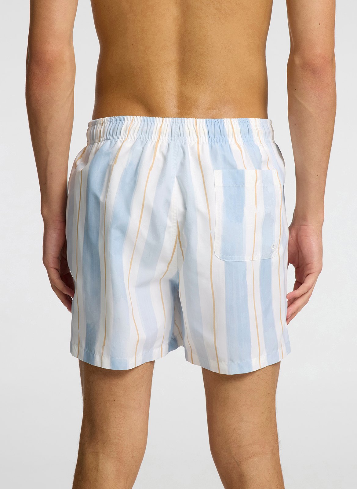 Short de bain en fibres recyclées rayé SELECTED Beige