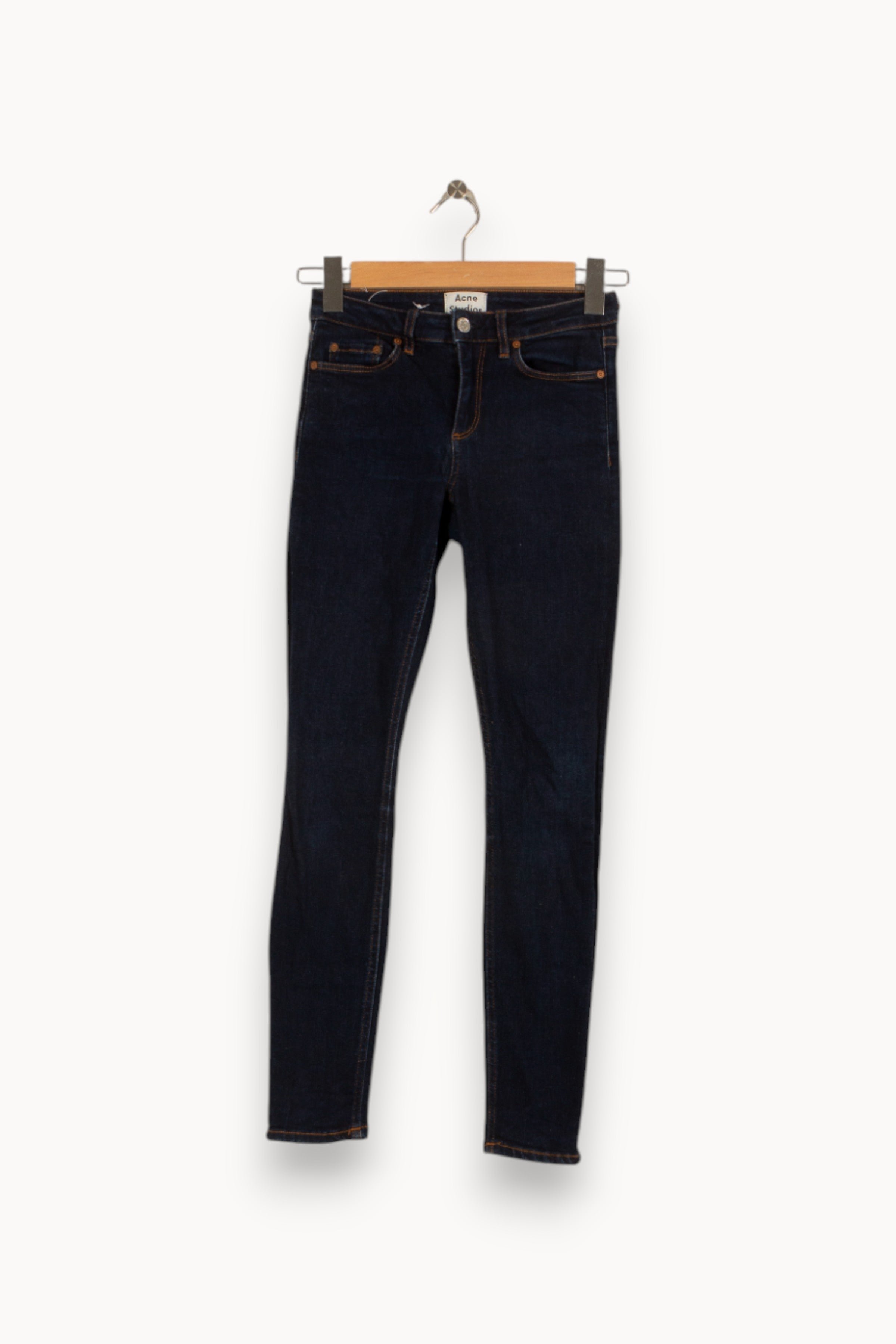 Cropped slim jeans with studs ACNE STUDIOS - Seconde Main Blue