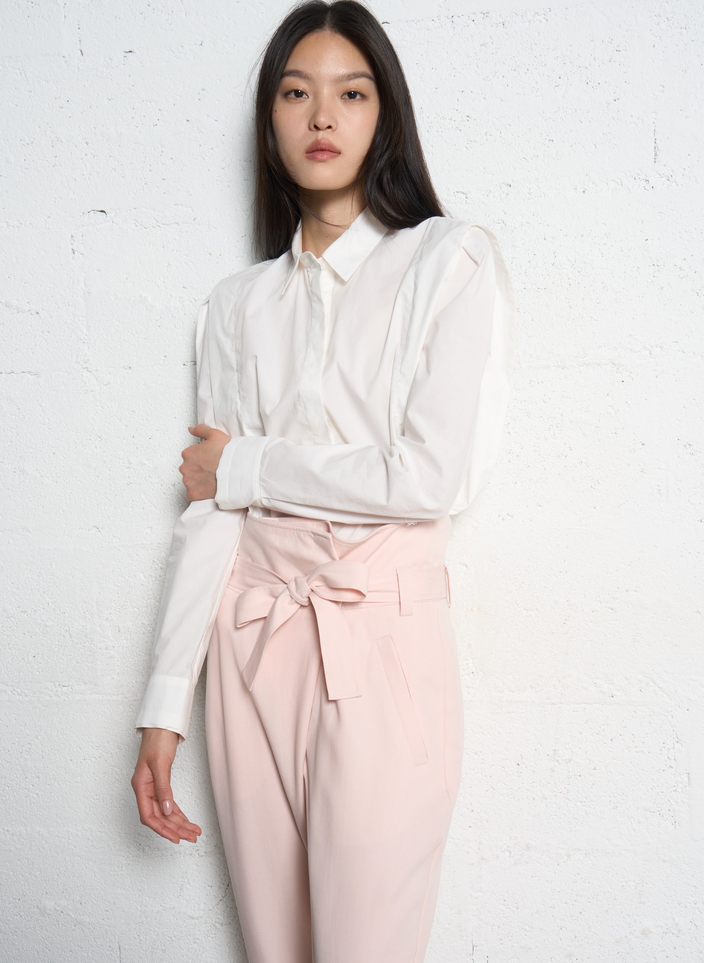 Solid straight shirt with panels IKKS White
