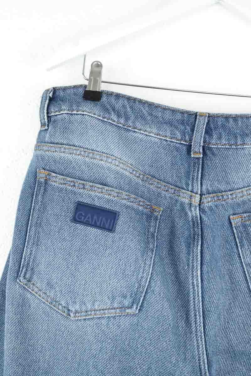 Cotton straight jeans GANNI - Seconde Main Blue