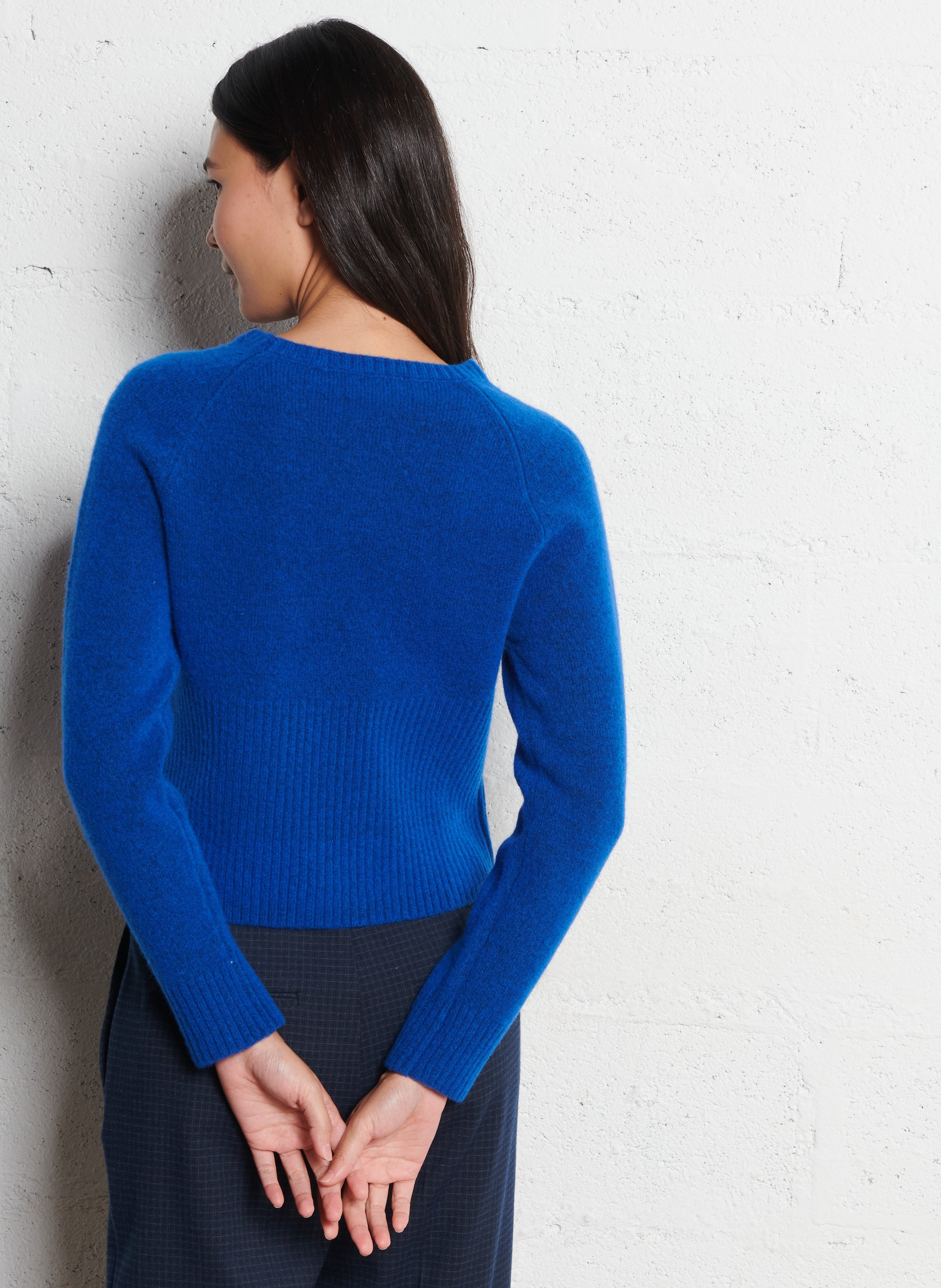 Pull droit boutonné en laine mélangée NICE THINGS Bleu