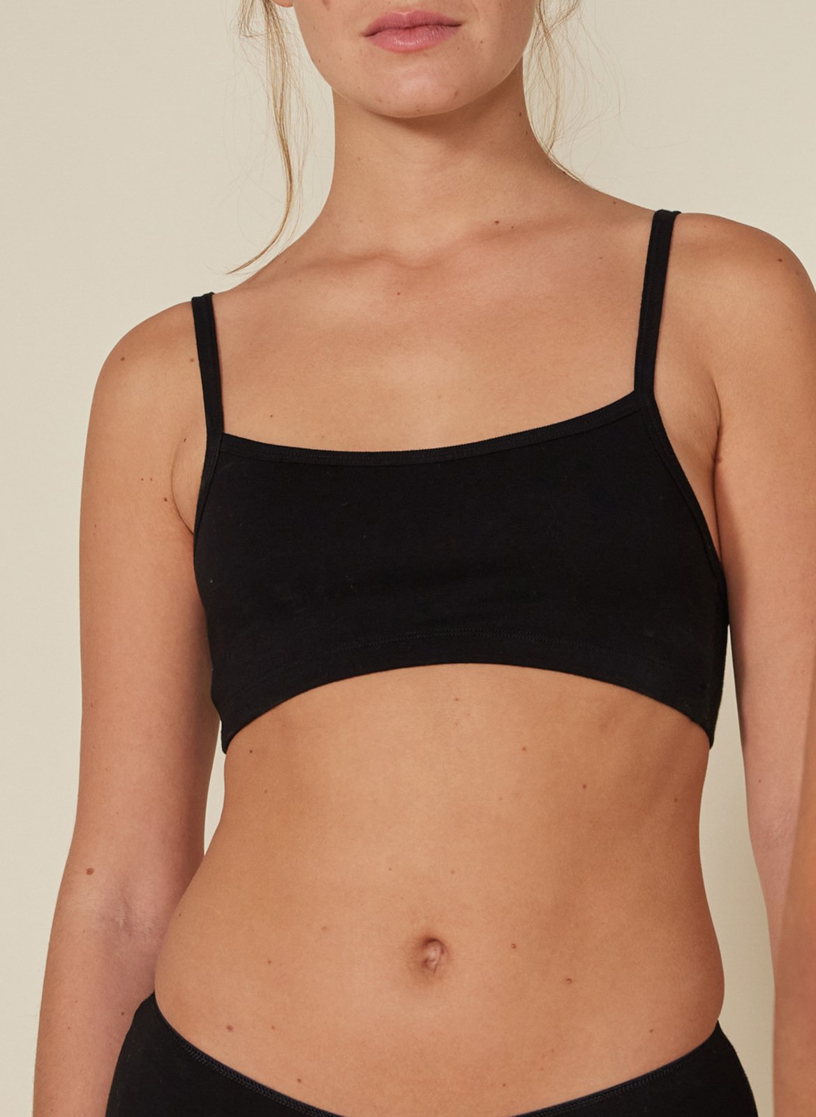 Solid blended cotton bralette PETIT BATEAU Black