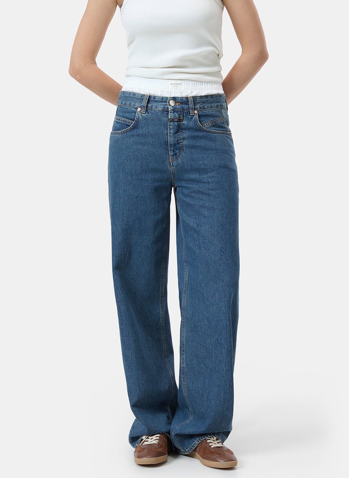 High-waisted wide leg jeans with printed pocket CLOSED Blue