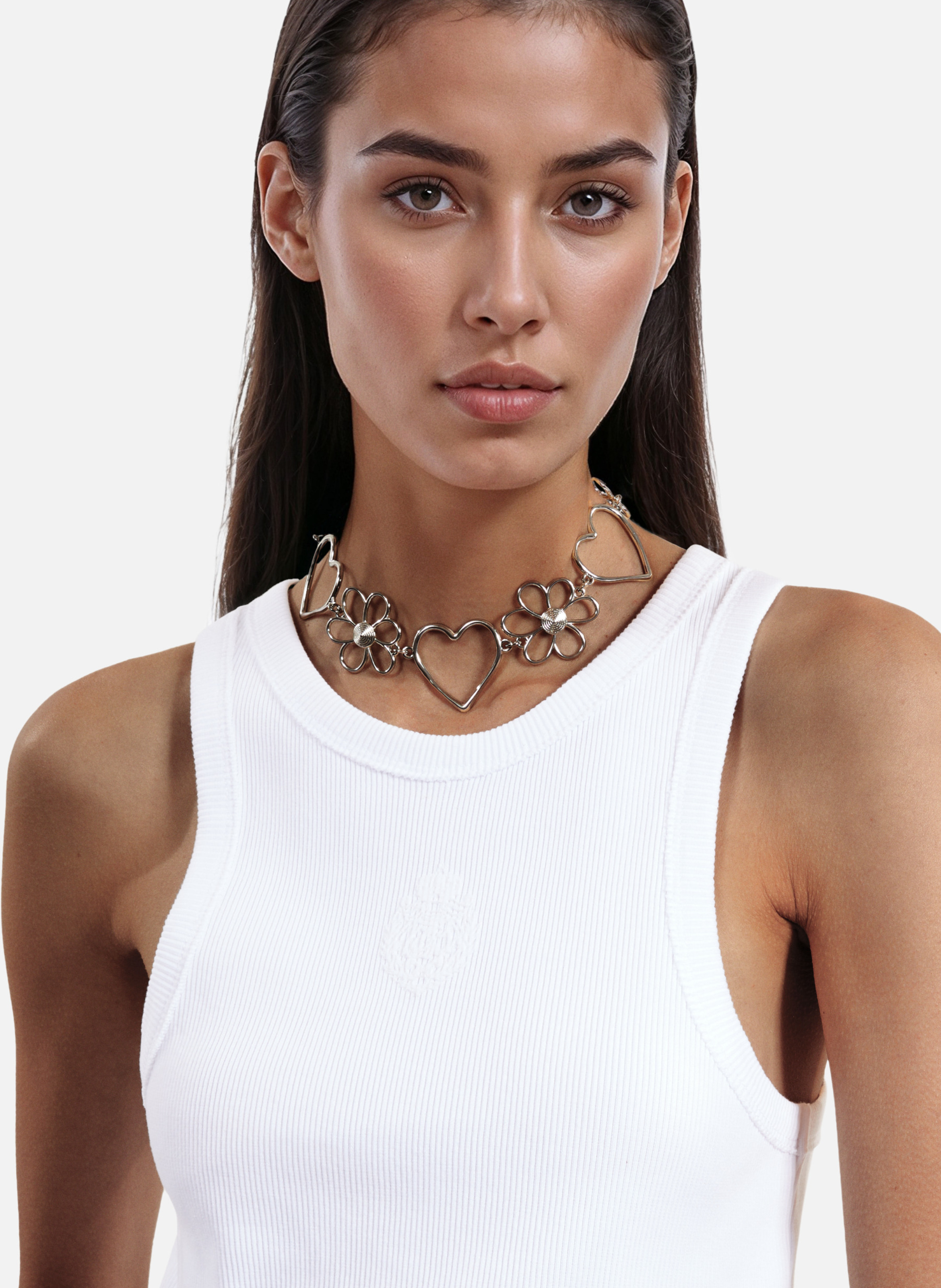 Hearts and Flowers Choker THE KOOPLES Grey