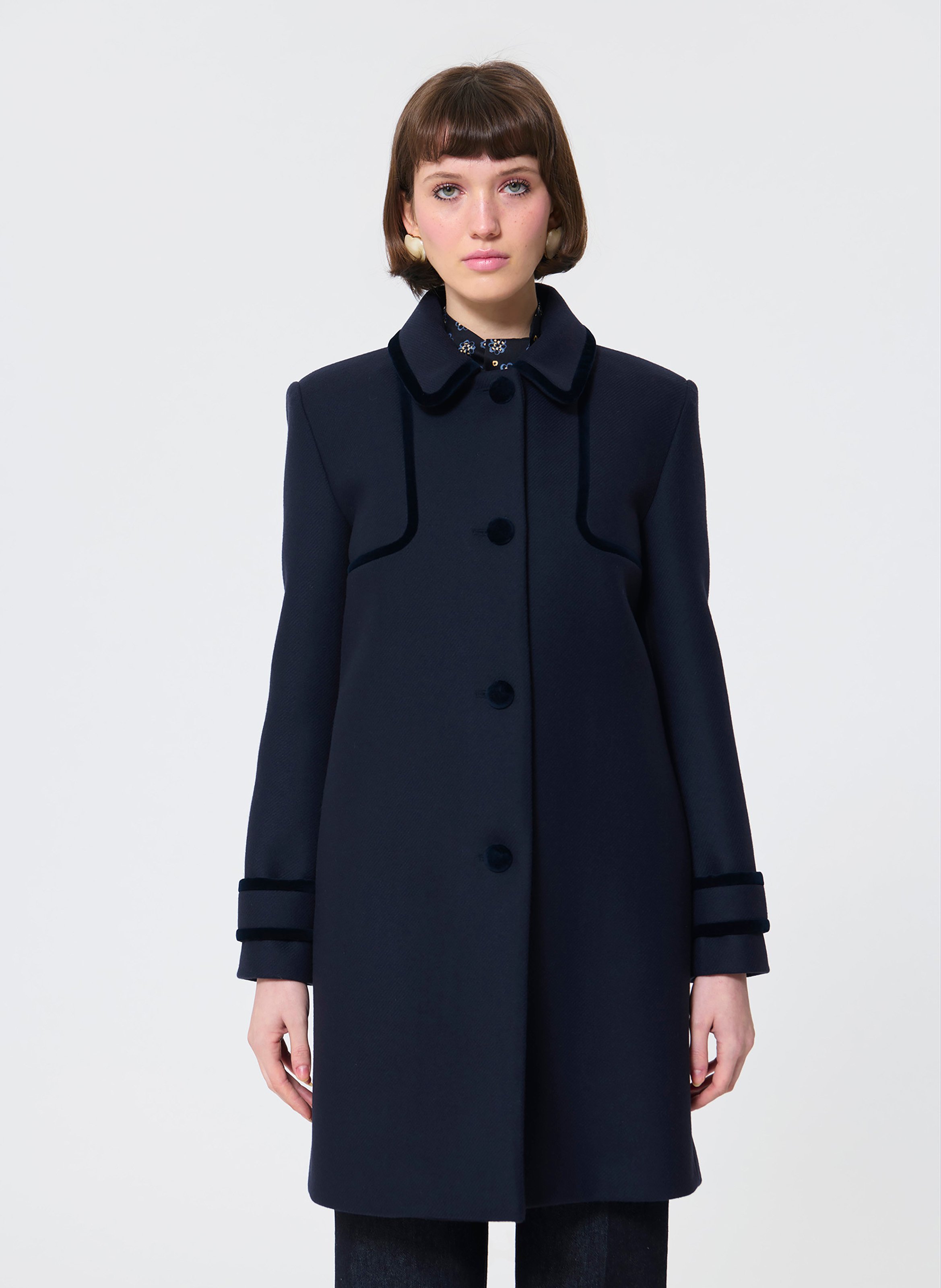 Straight wool-blend coat with classic collar TARA JARMON Blue