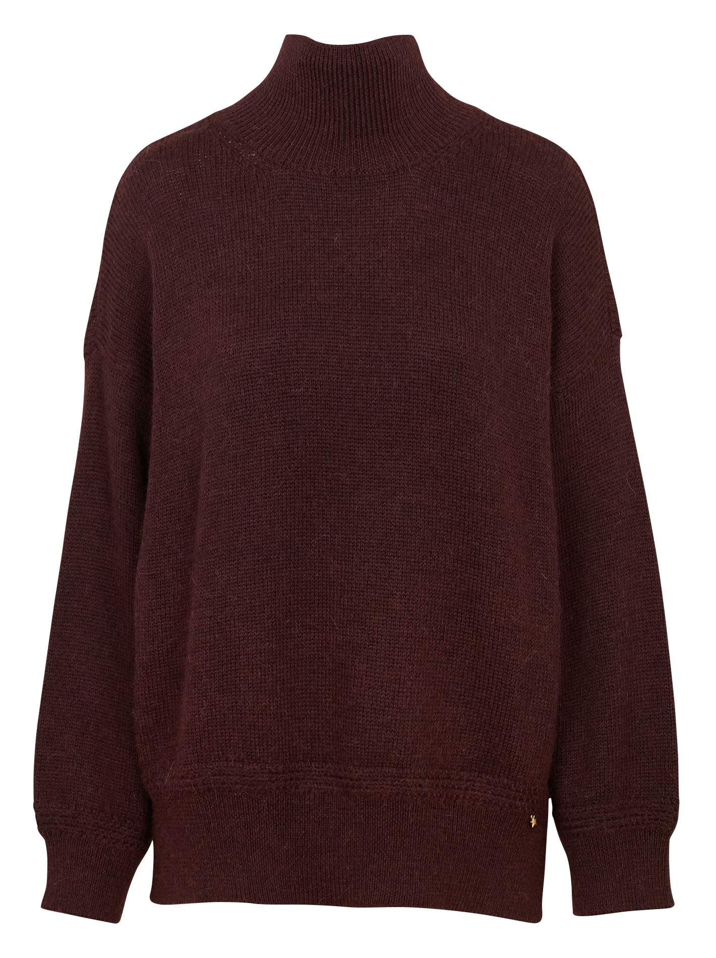 Pull ample col montant en laine mélangée DES PETITS HAUTS Marron