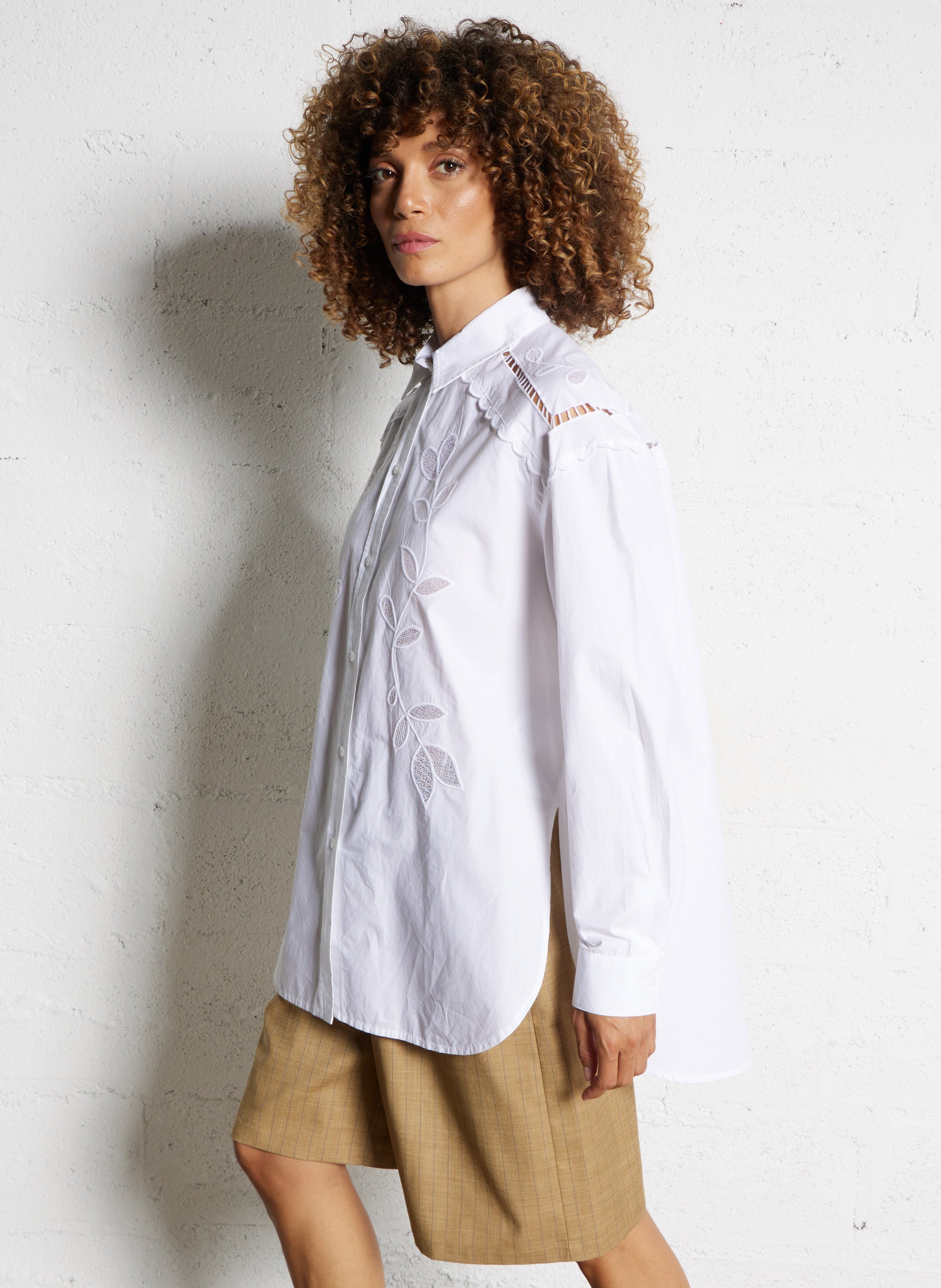 Bio-Baumwollbluse mit klassischem Kragen STELLA NOVA Weiss