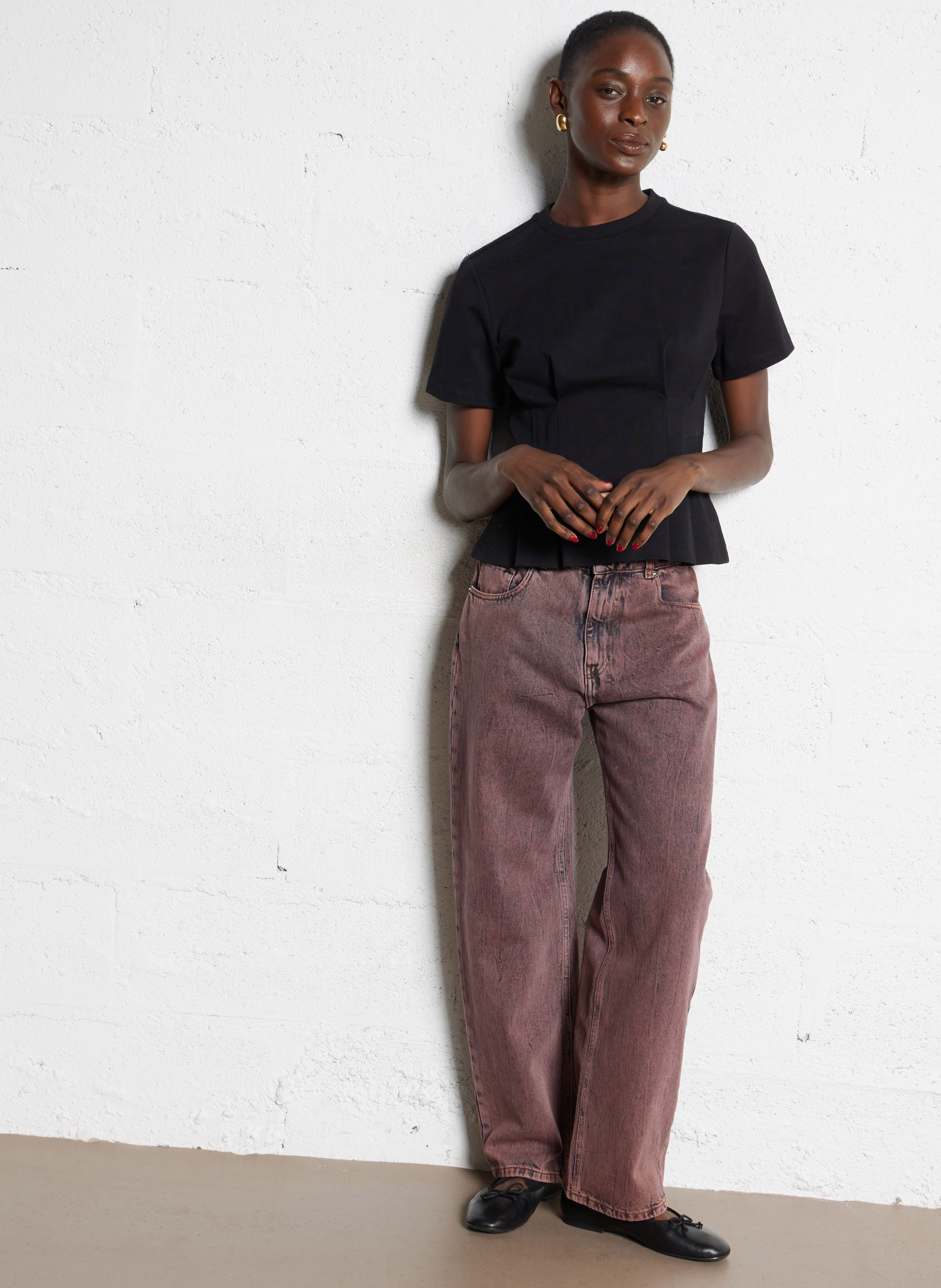 Baumwoll-Pullover mit Rundhalsausschnitt BERENICE Schwarz