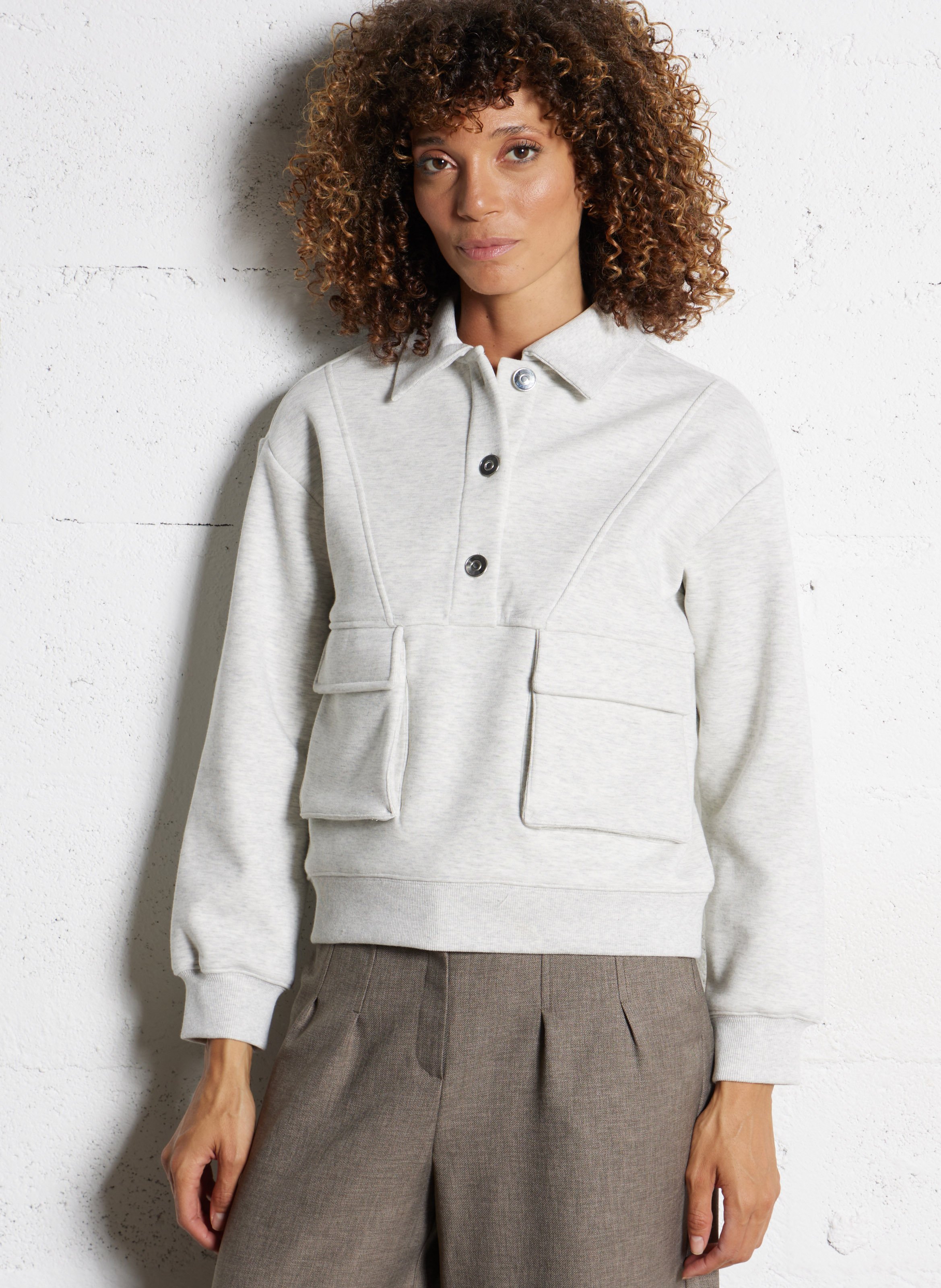 Sweat col classique  MAISON 123 Gris