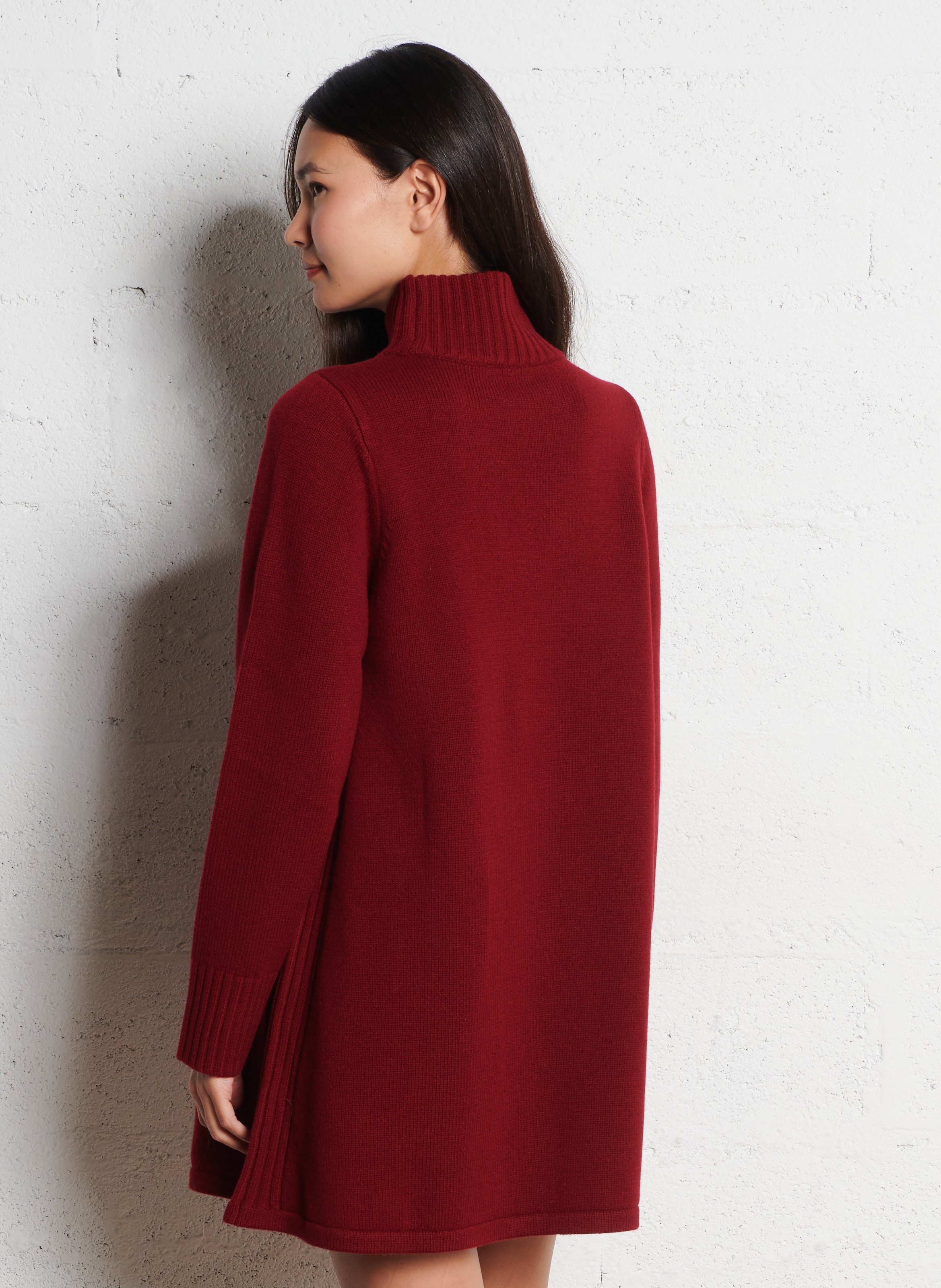 Short high-neck merino wool dress PETITE MENDIGOTE Red