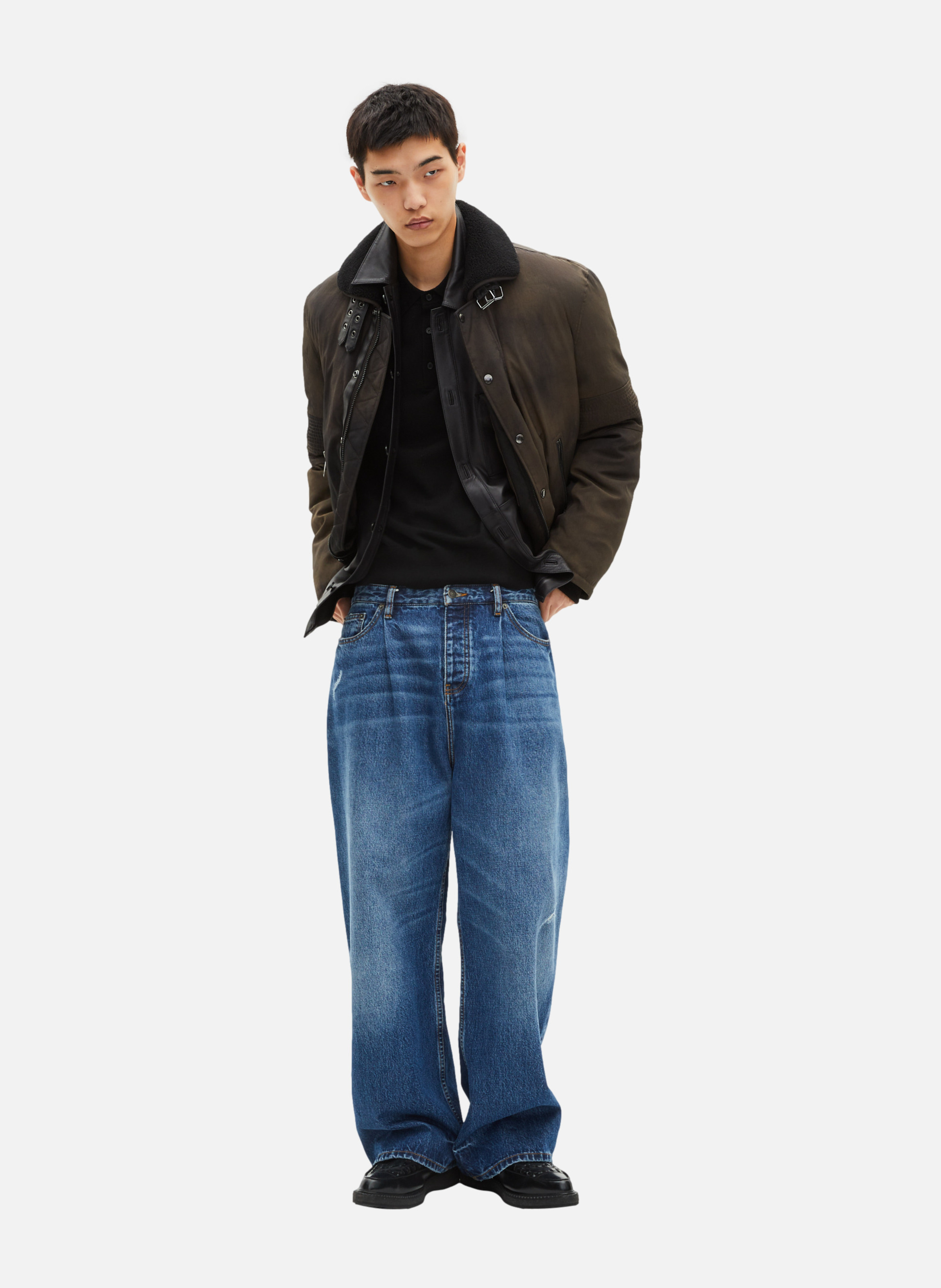 Puffer jacket with sherpa collar THE KOOPLES Brown