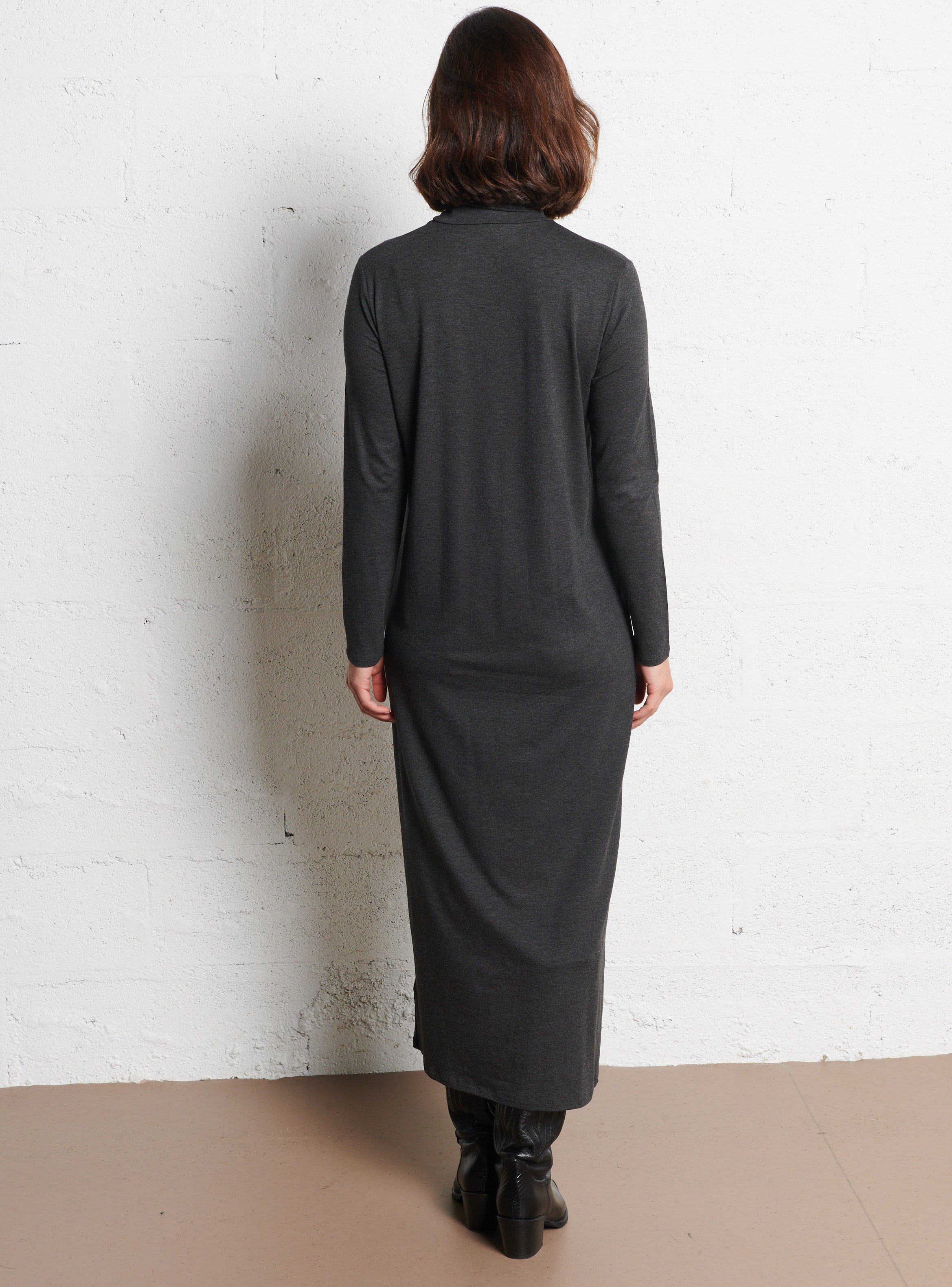 Robe midi col roulé  MAJESTIC FILATURES Gris