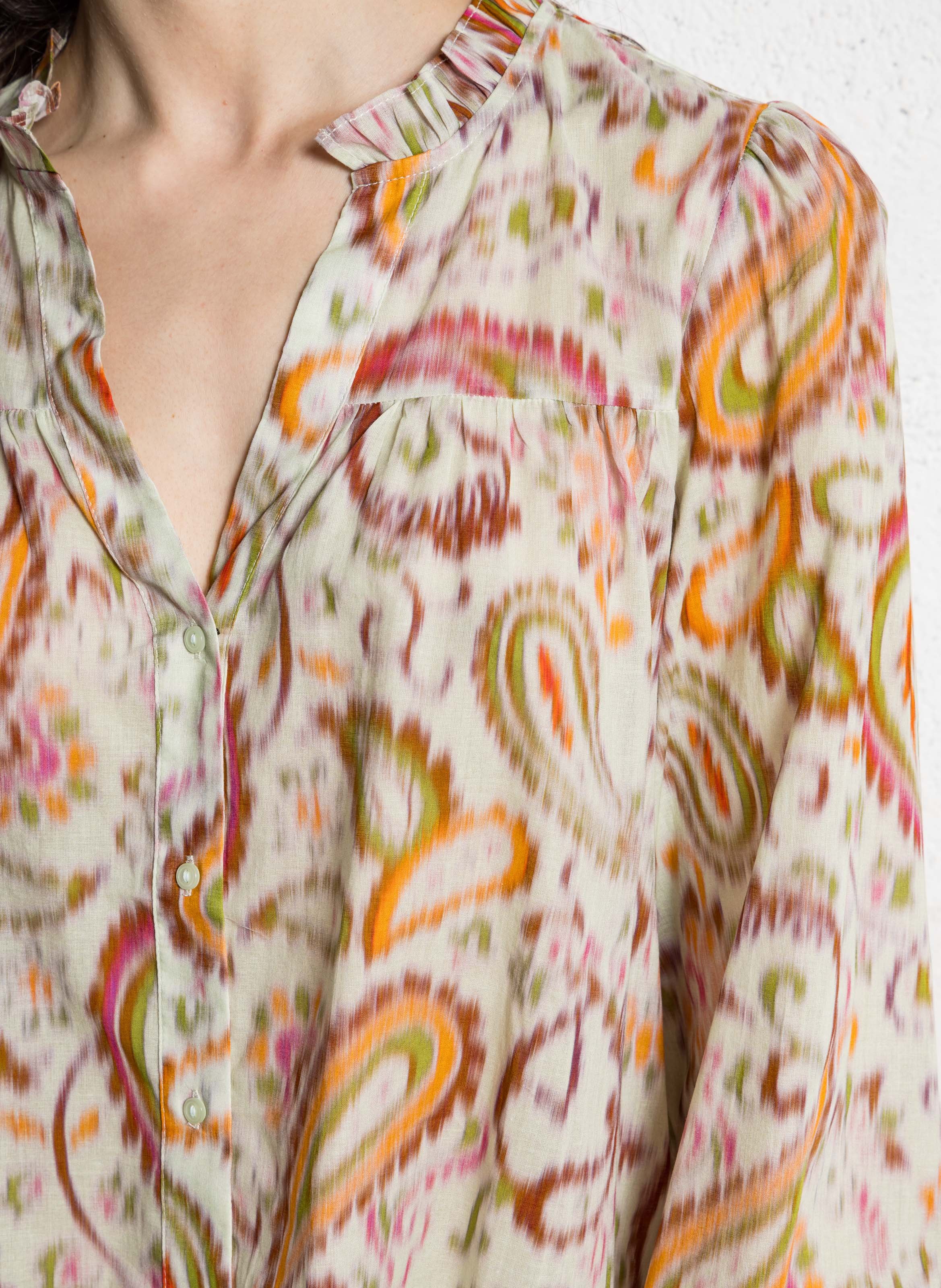 Chemise col V imprimée SUD EXPRESS Vert