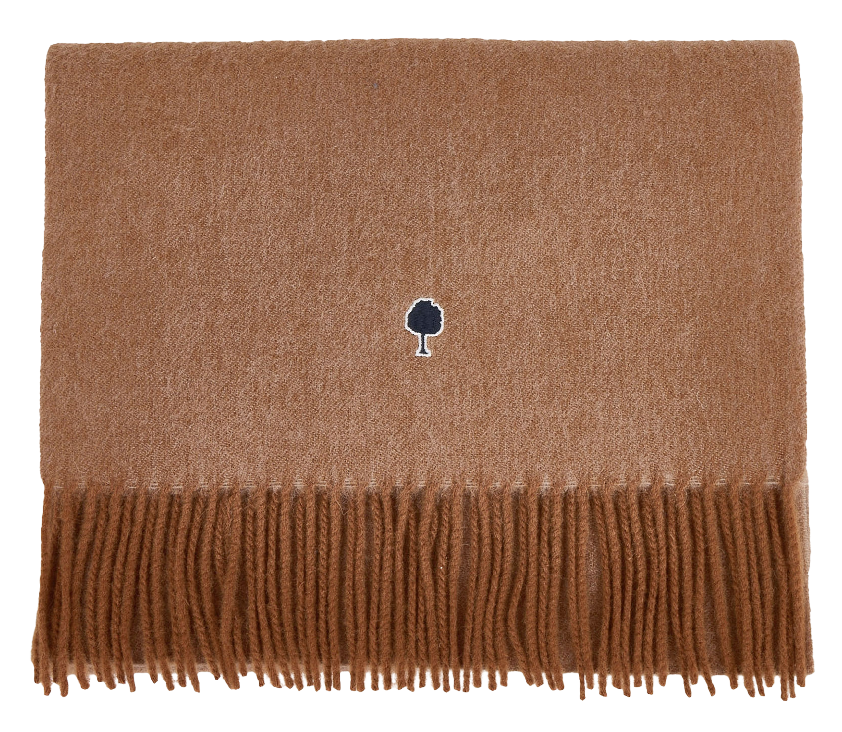 Einfarbiger Schal mit besticktem Logo aus Wolle FAGUO Braun
