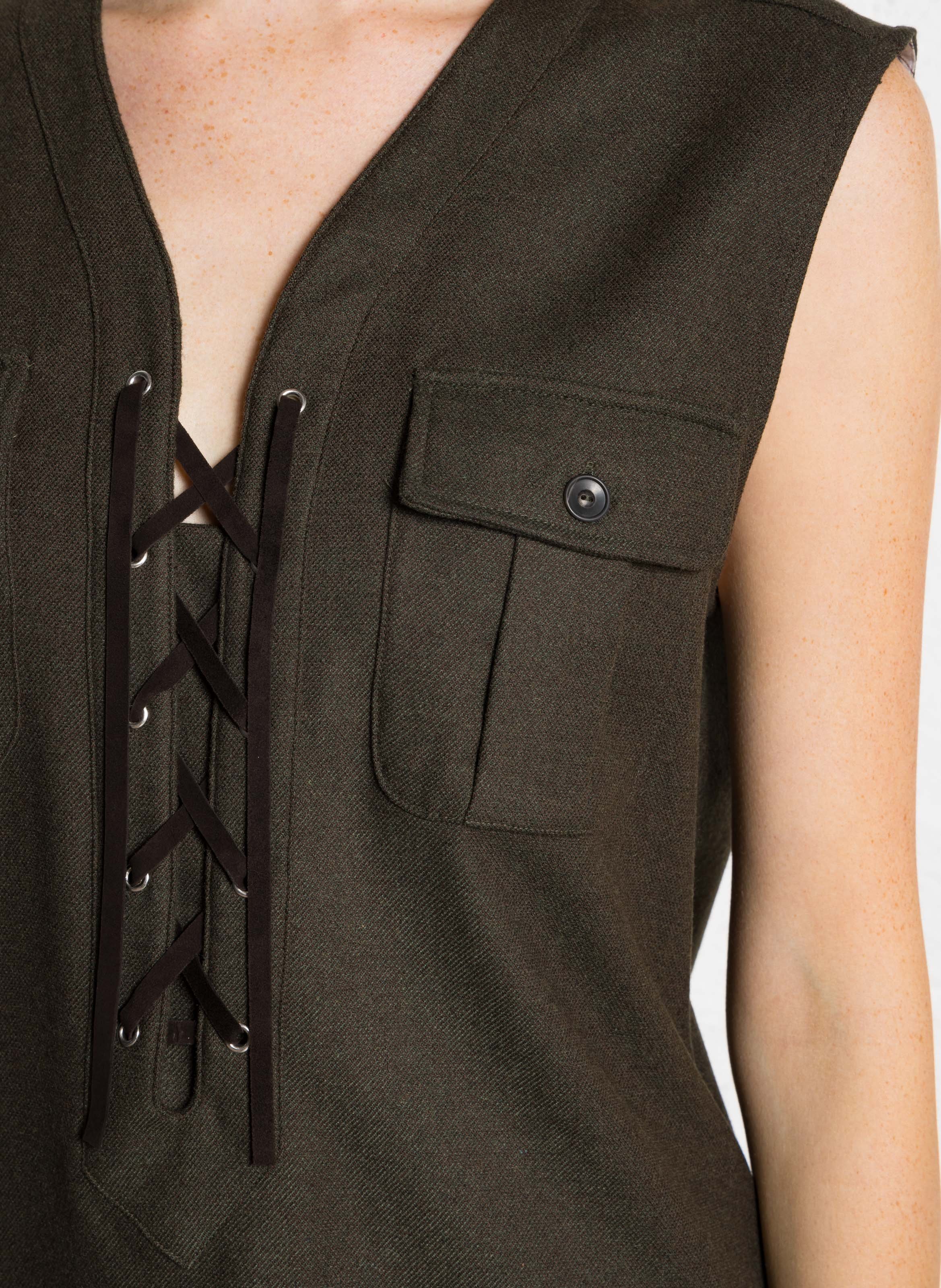 Straight V-neck top DIEGA Brown