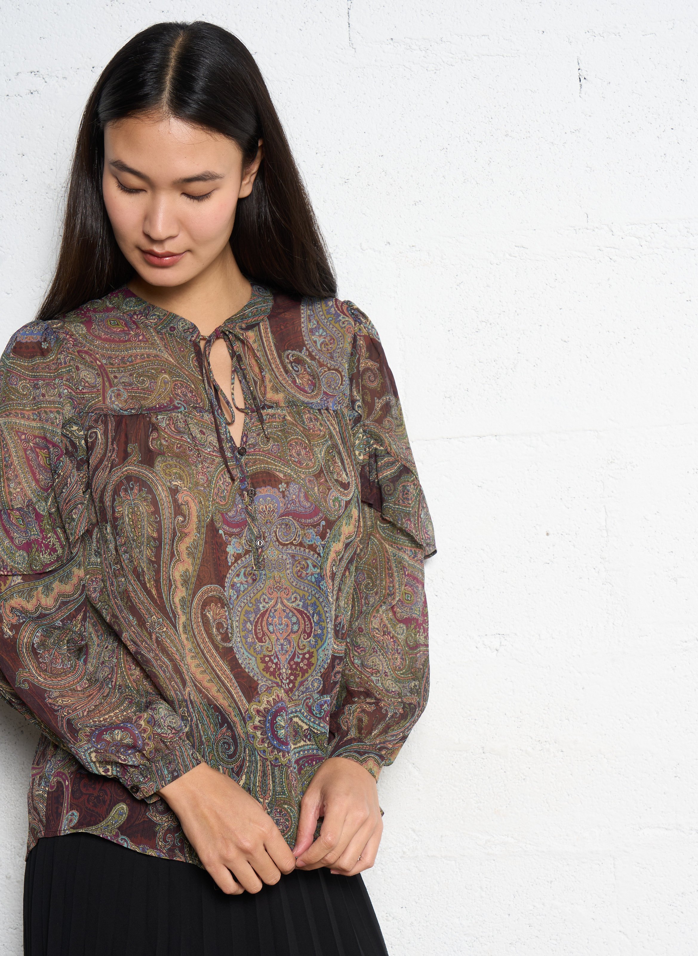 Loose-fit printed blouse SUD EXPRESS Brown