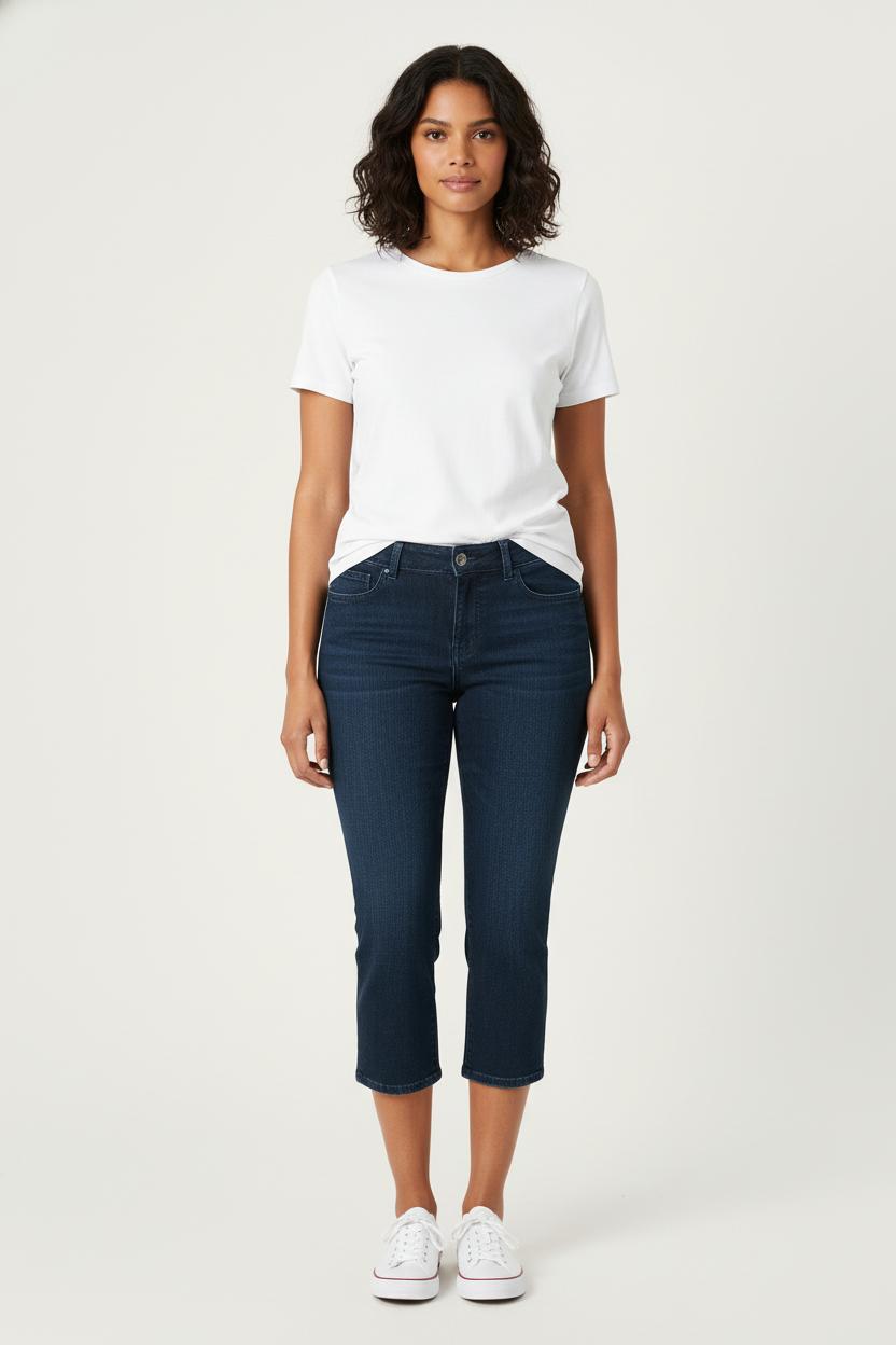 Cropped slim jeans with studs LEE - Seconde Main Blue