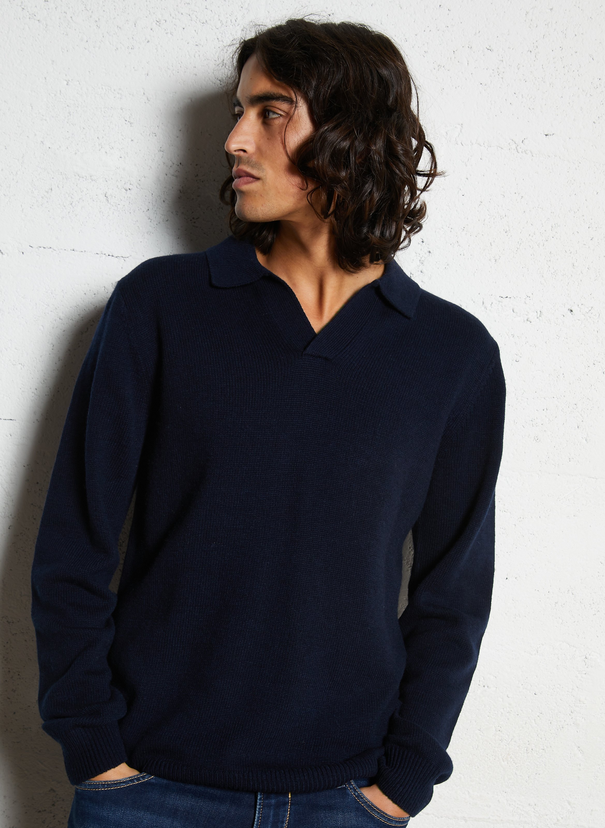 Pull col polo LE TEMPS DES CERISES Bleu