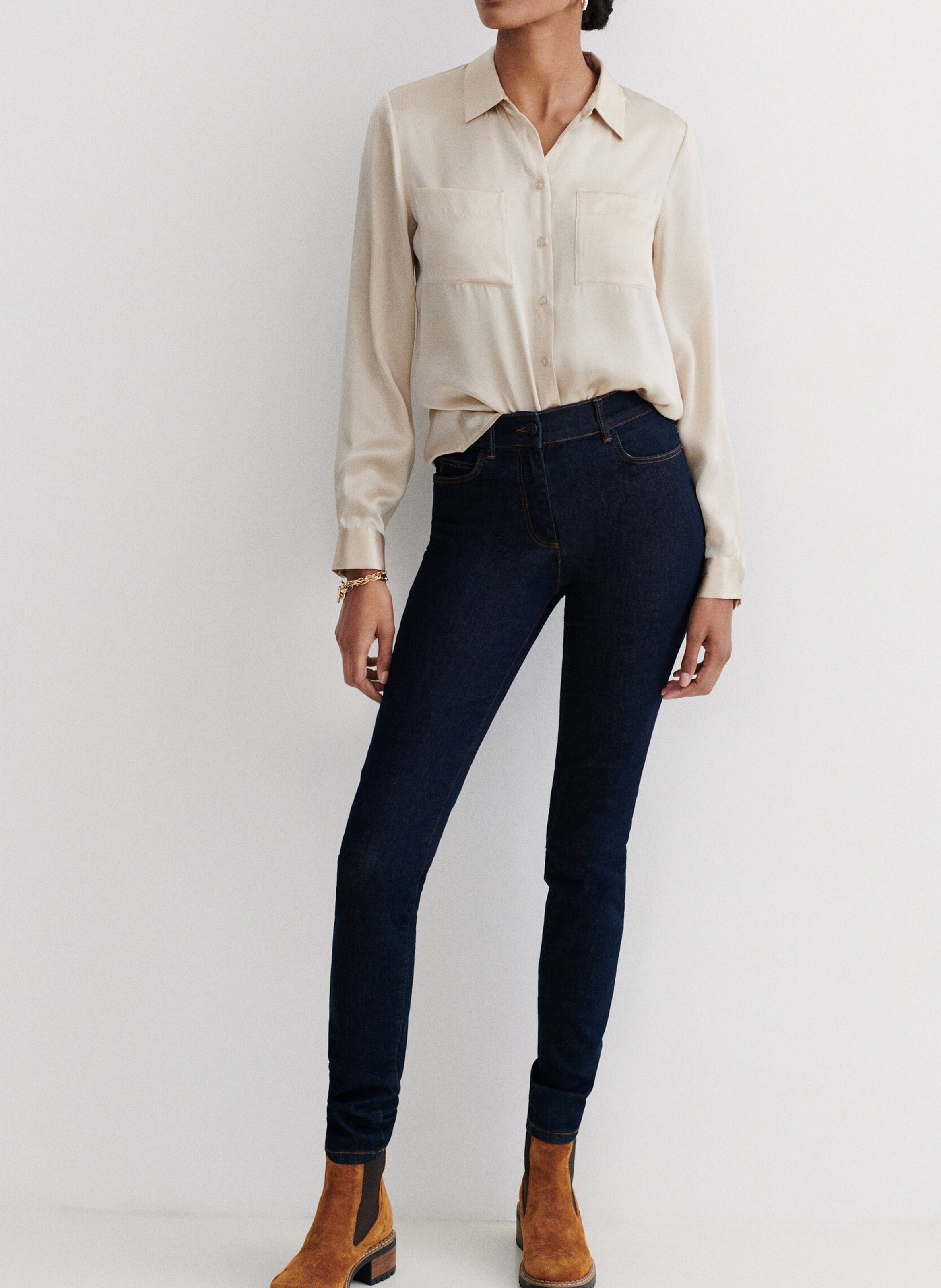 Silk shirt with classic collar CAROLL Beige