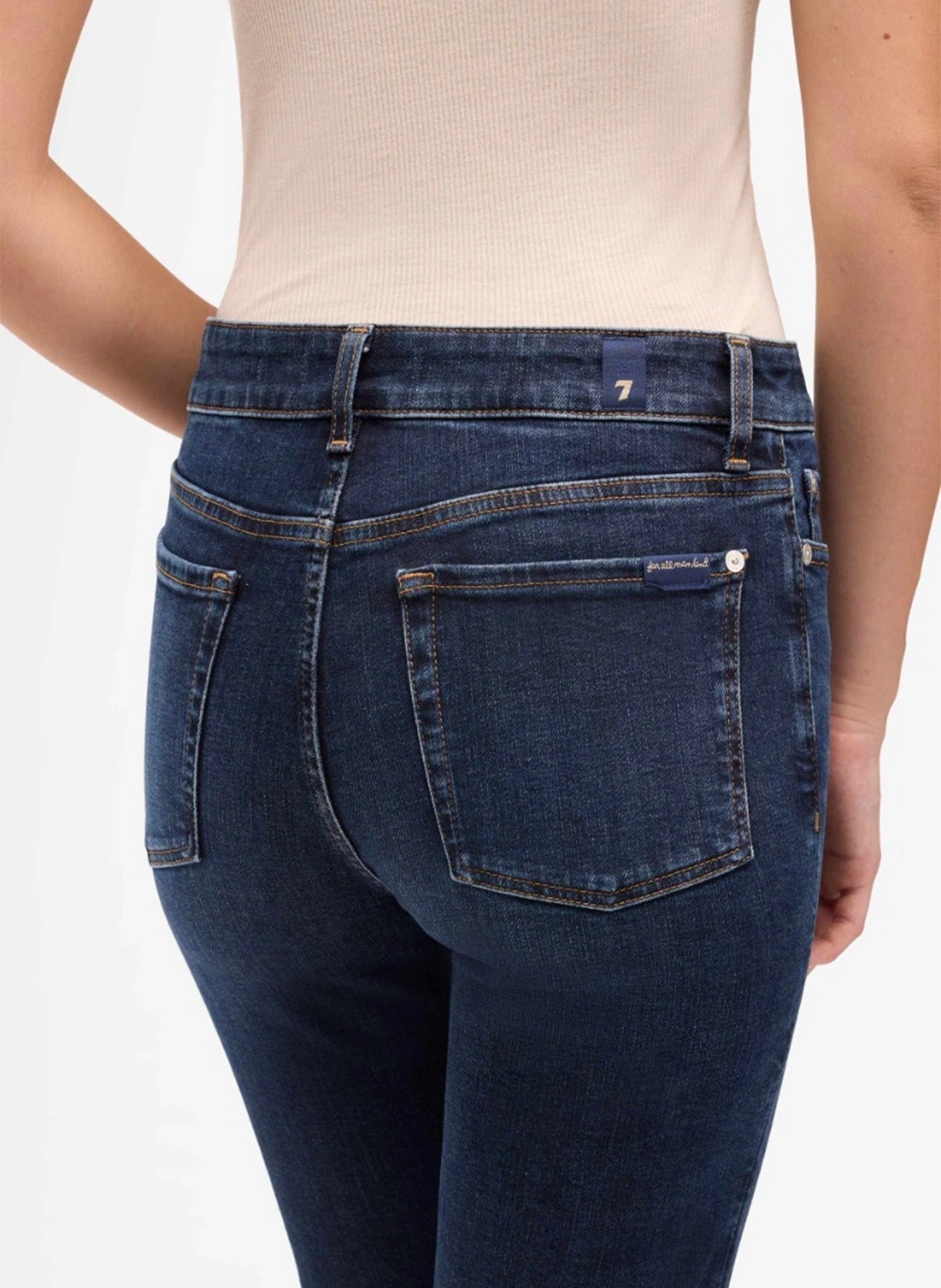 Flared jeans van ruw denim 7 FOR ALL MANKIND Blauw