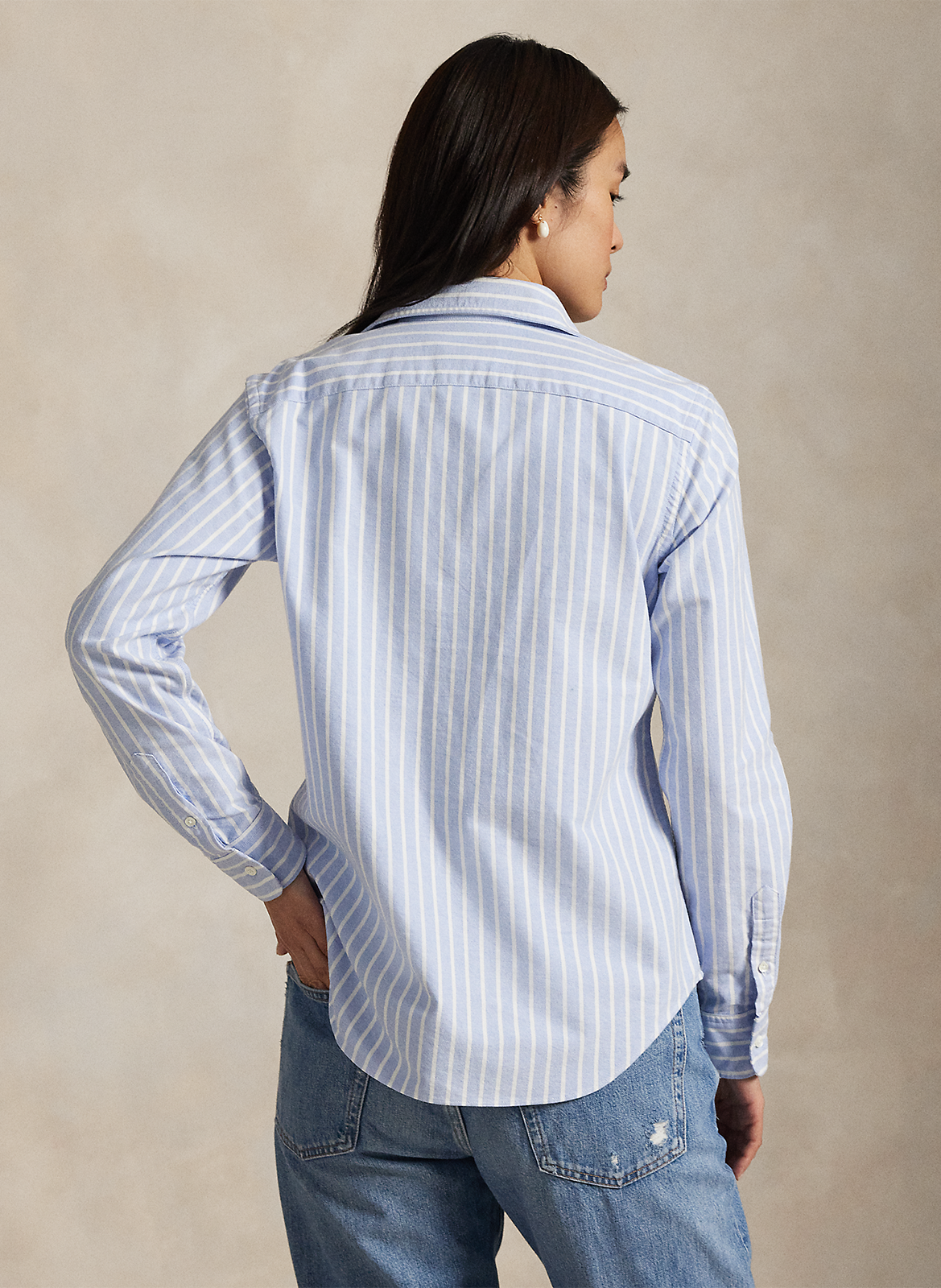 Chemise col classique rayée en coton POLO RALPH LAUREN Bleu