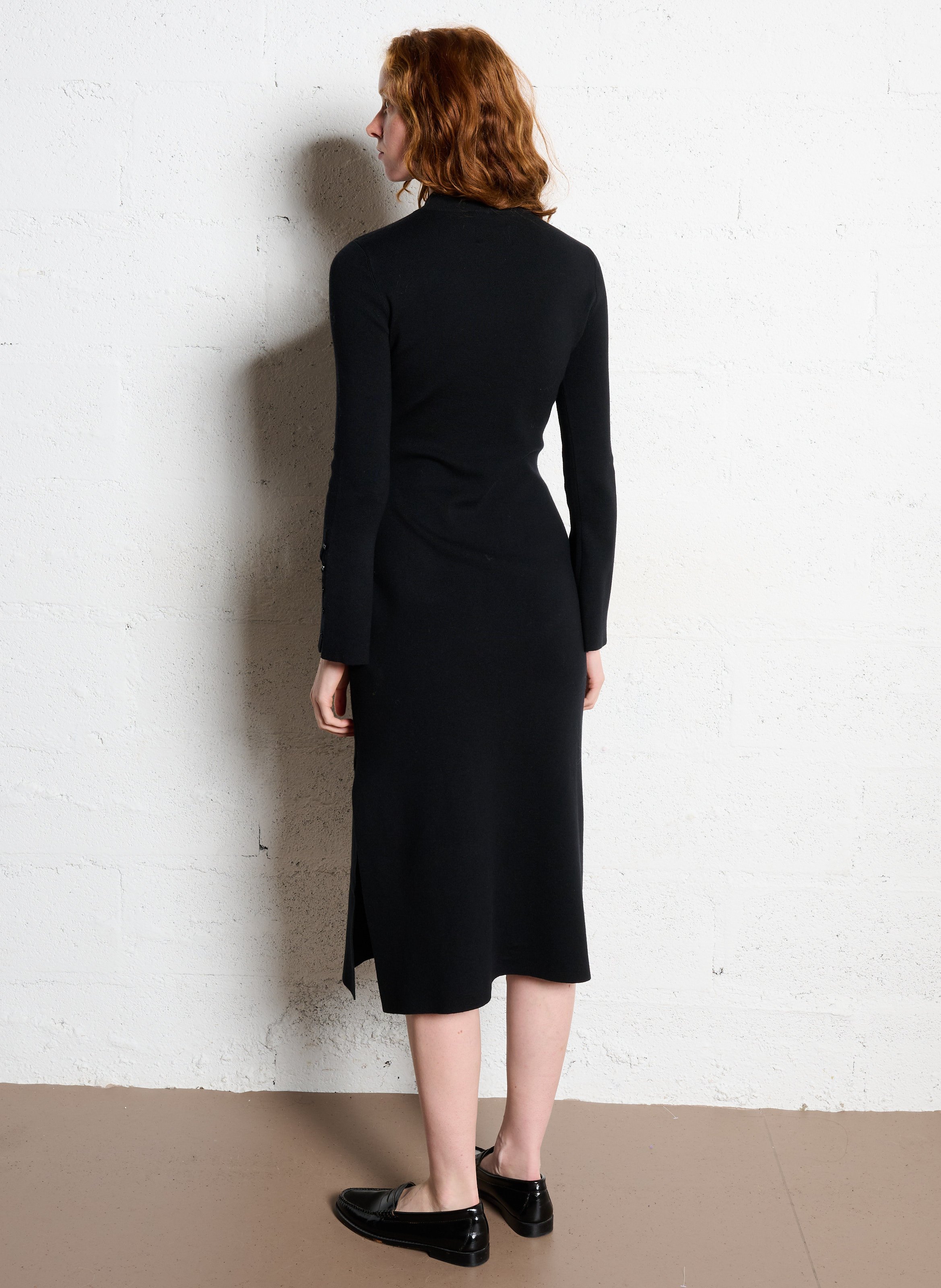 Robe pull longue évasée col montant DES PETITS HAUTS Noir