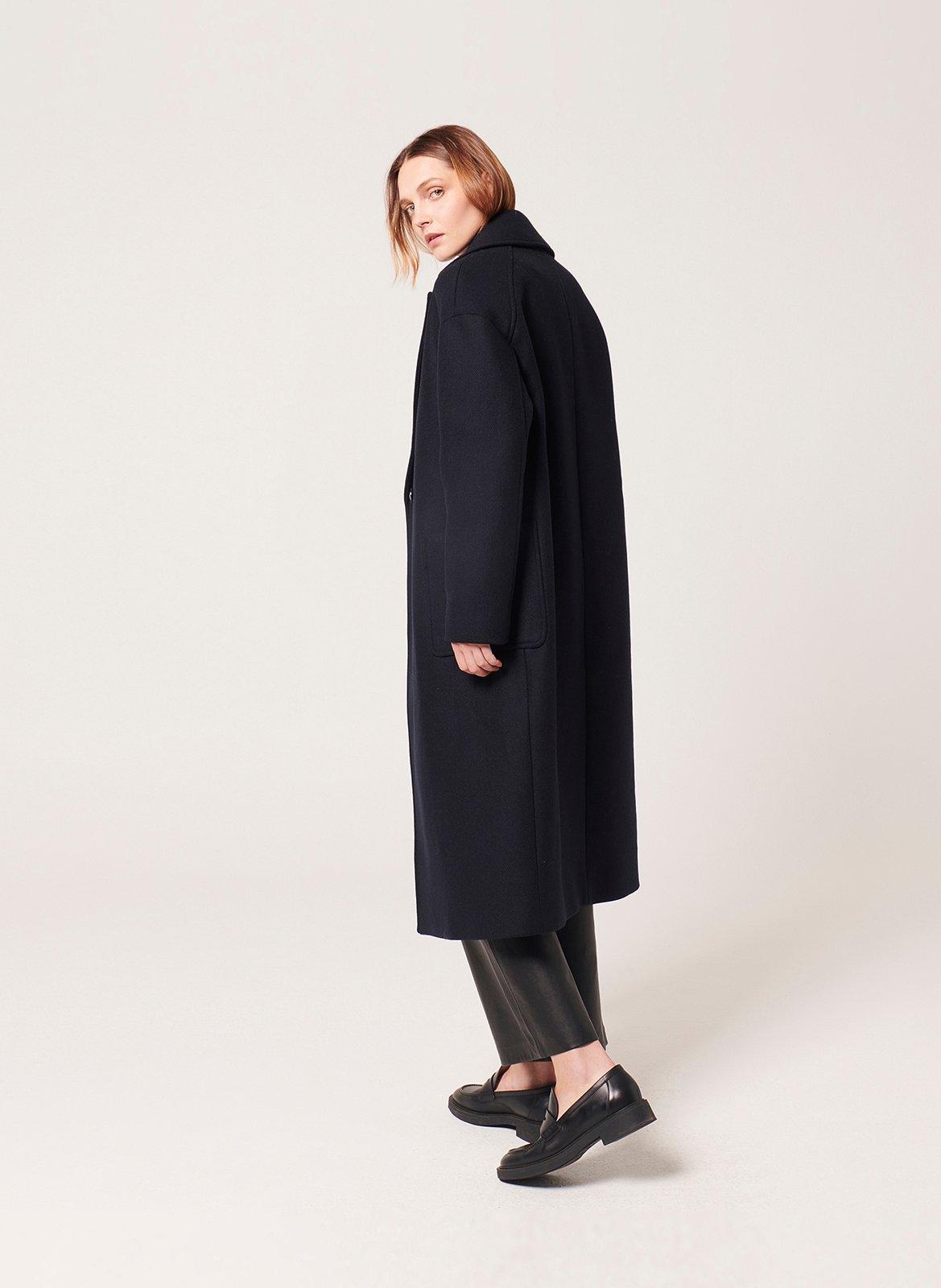 Long wool blend tailored coat ZAPA Blue