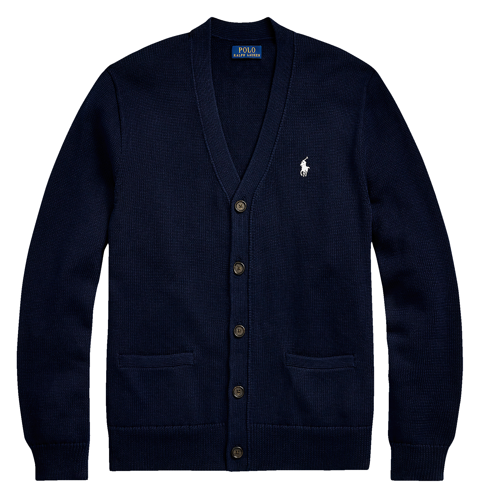 Straight V-neck cotton cardigan POLO RALPH LAUREN Blue