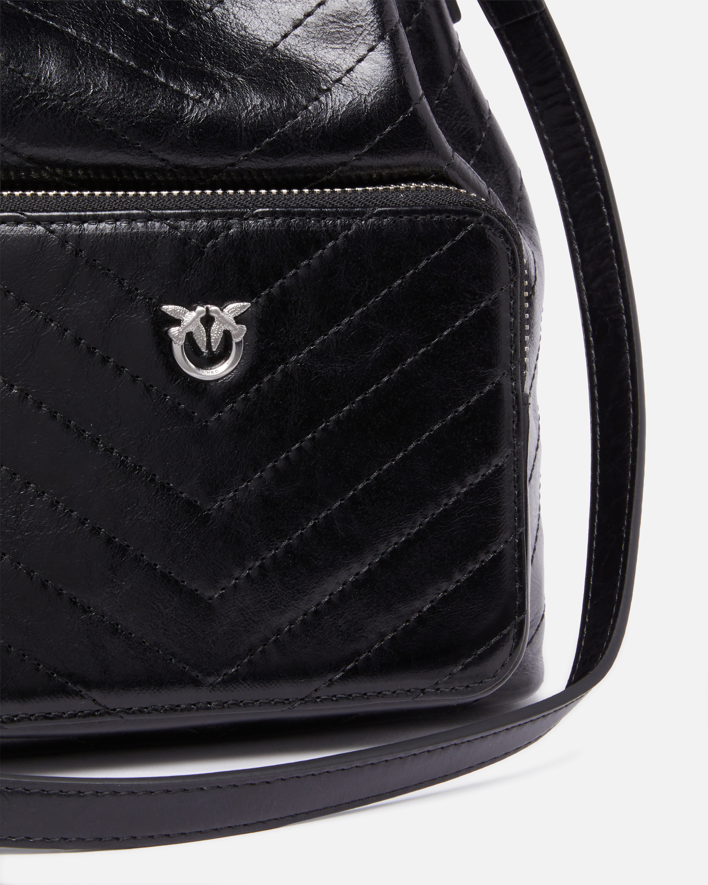 Small leather cargo bucket bag with pocket PINKO Multicolored