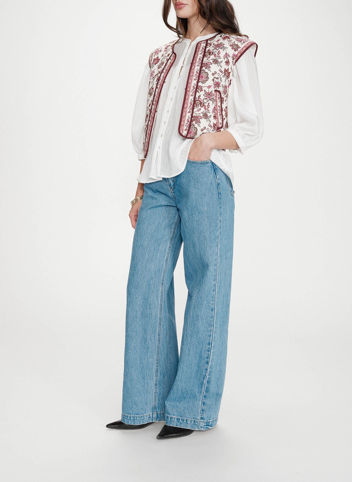 Veste courte sans manches imprimée GRACE ET MILA Rose