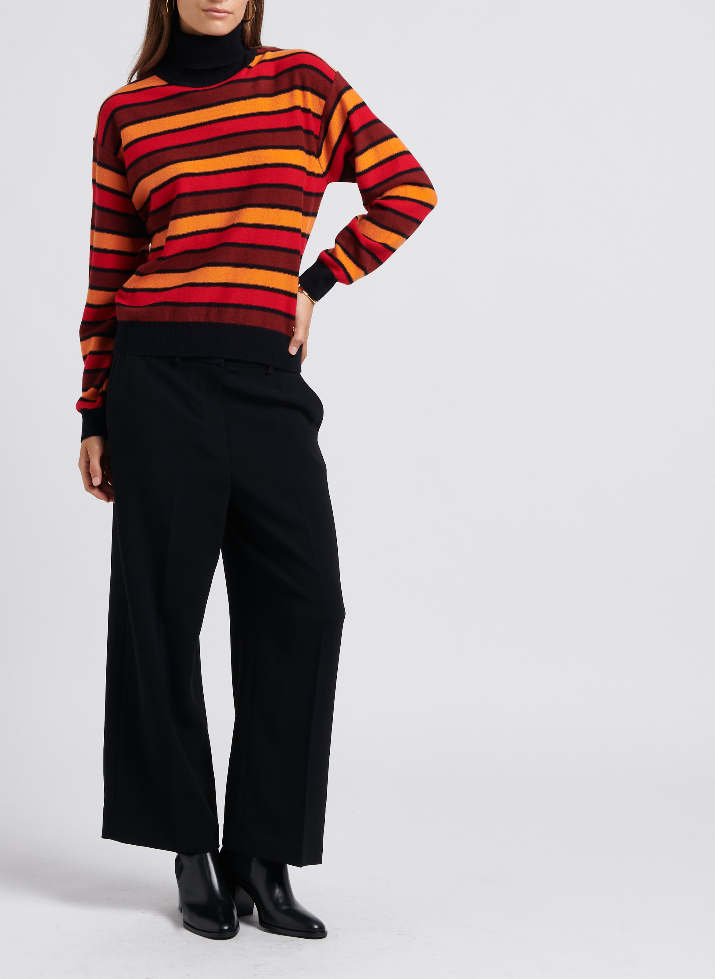 Gestreifter Rollkragenpullover aus Wollmix SONIA RYKIEL Rot