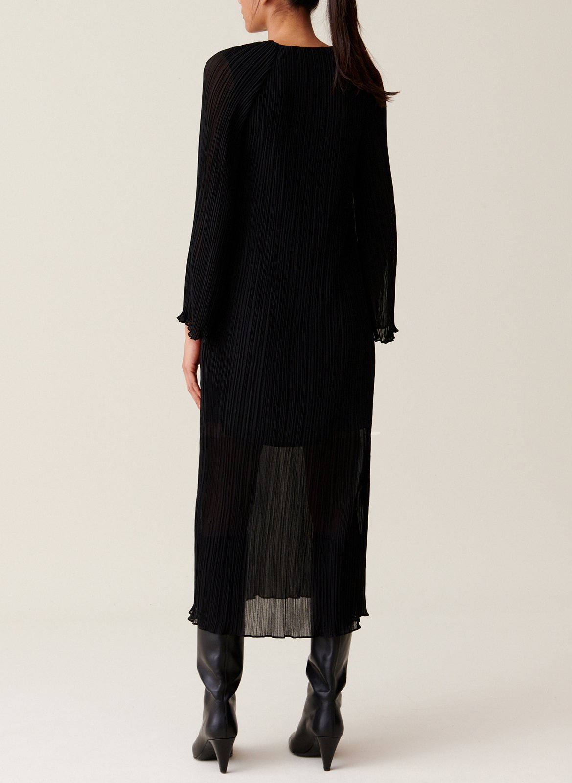 Robe longue col rond plissée CLAUDIE PIERLOT Noir