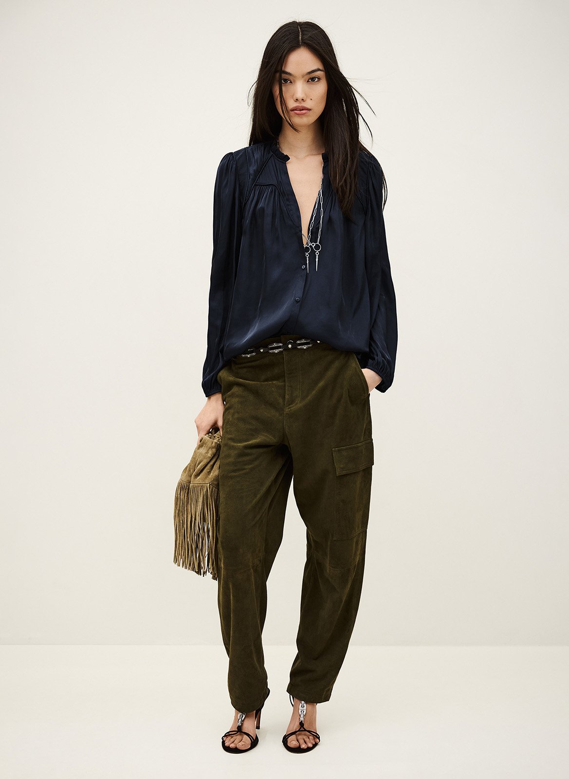 Loose V-neck fluid shirt BA&SH Blue