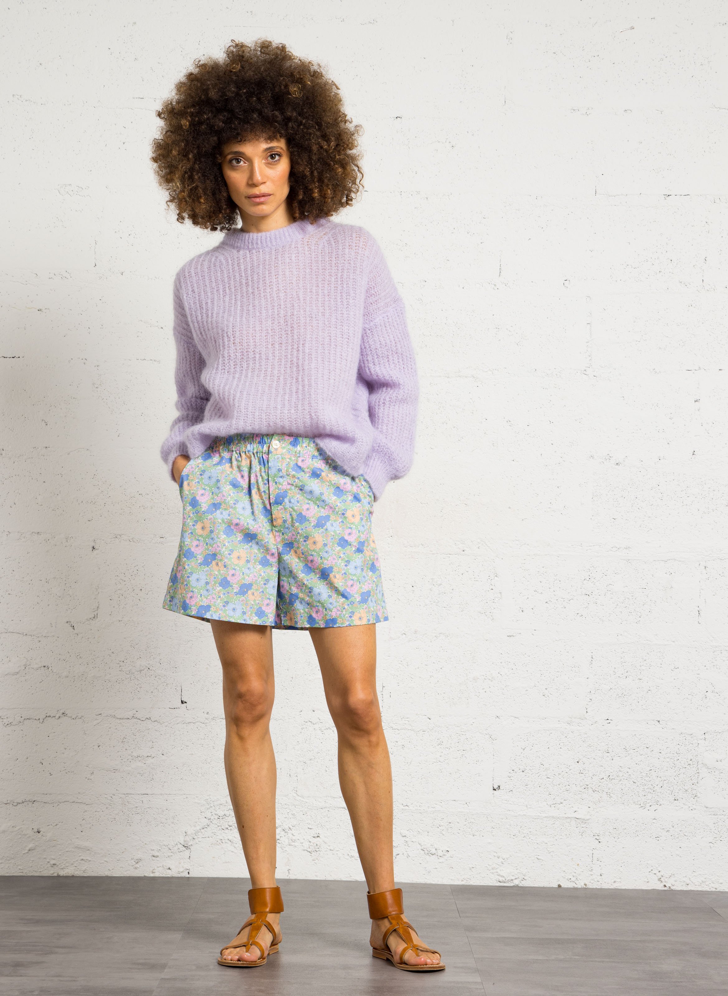 Pull ample uni en mohair mélangé DES PETITS HAUTS Violet