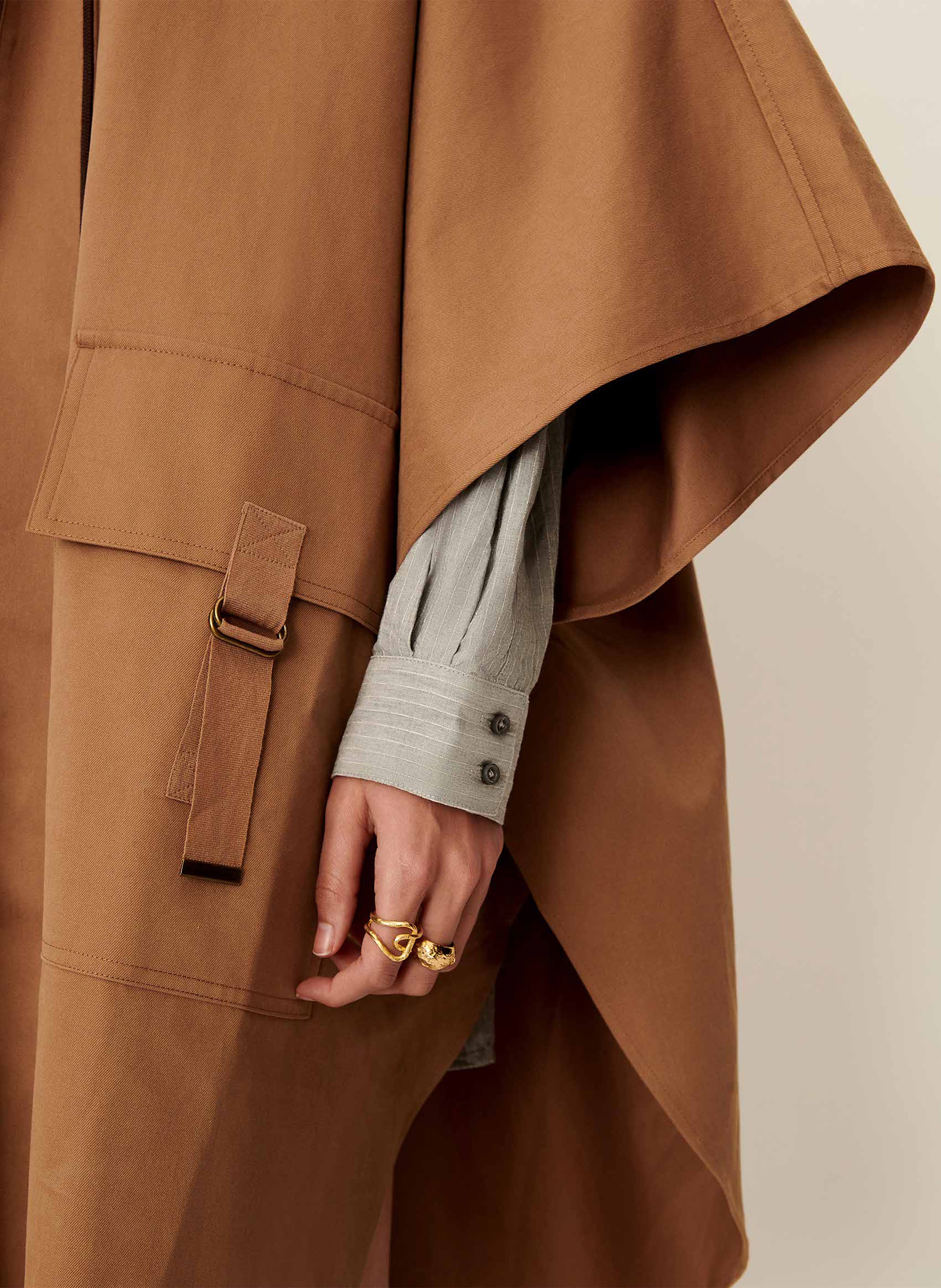 Oversized cotton cape SESSUN Beige