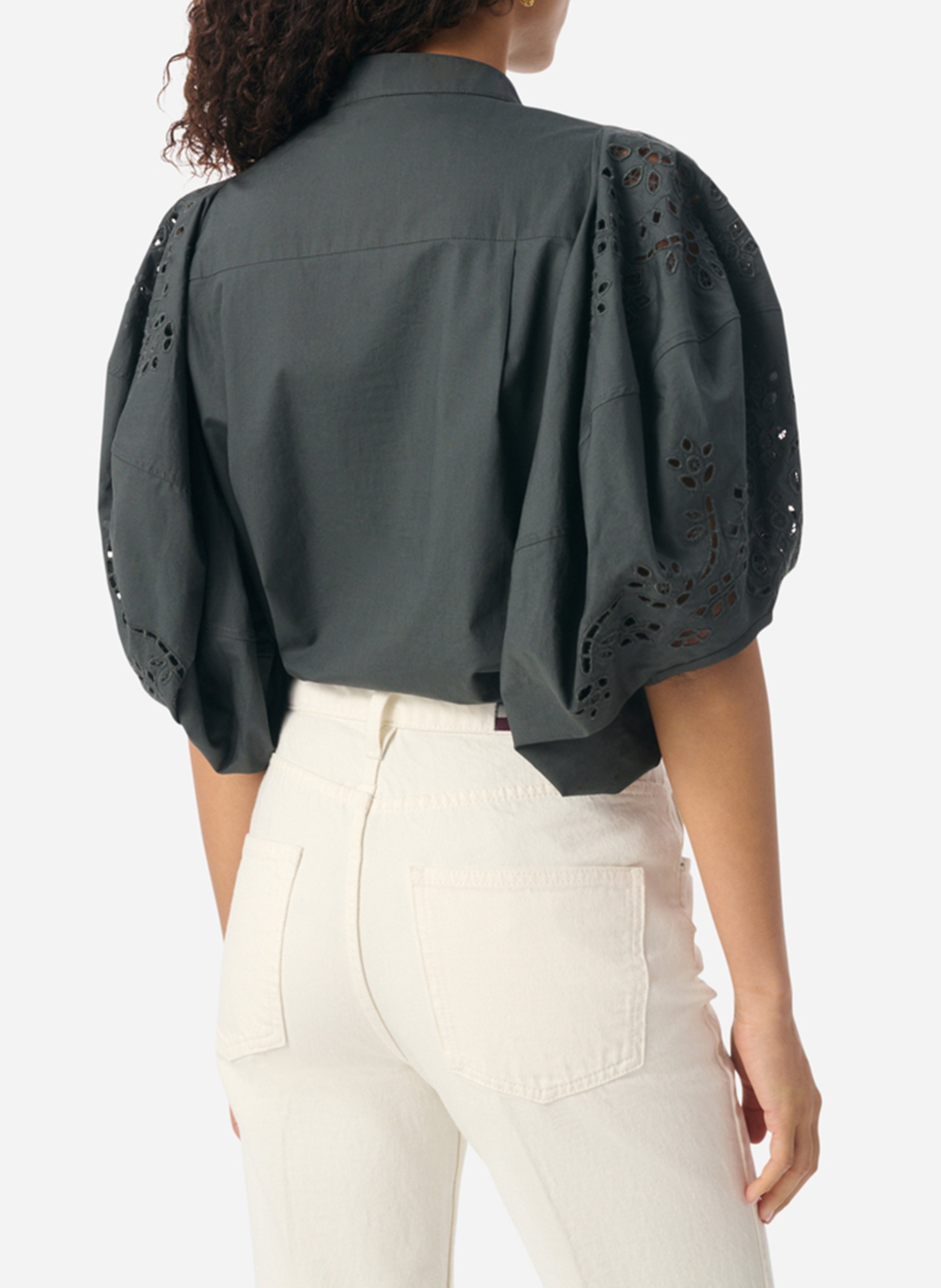 Chemise manche bouffantes dentelle VANESSA BRUNO Gris