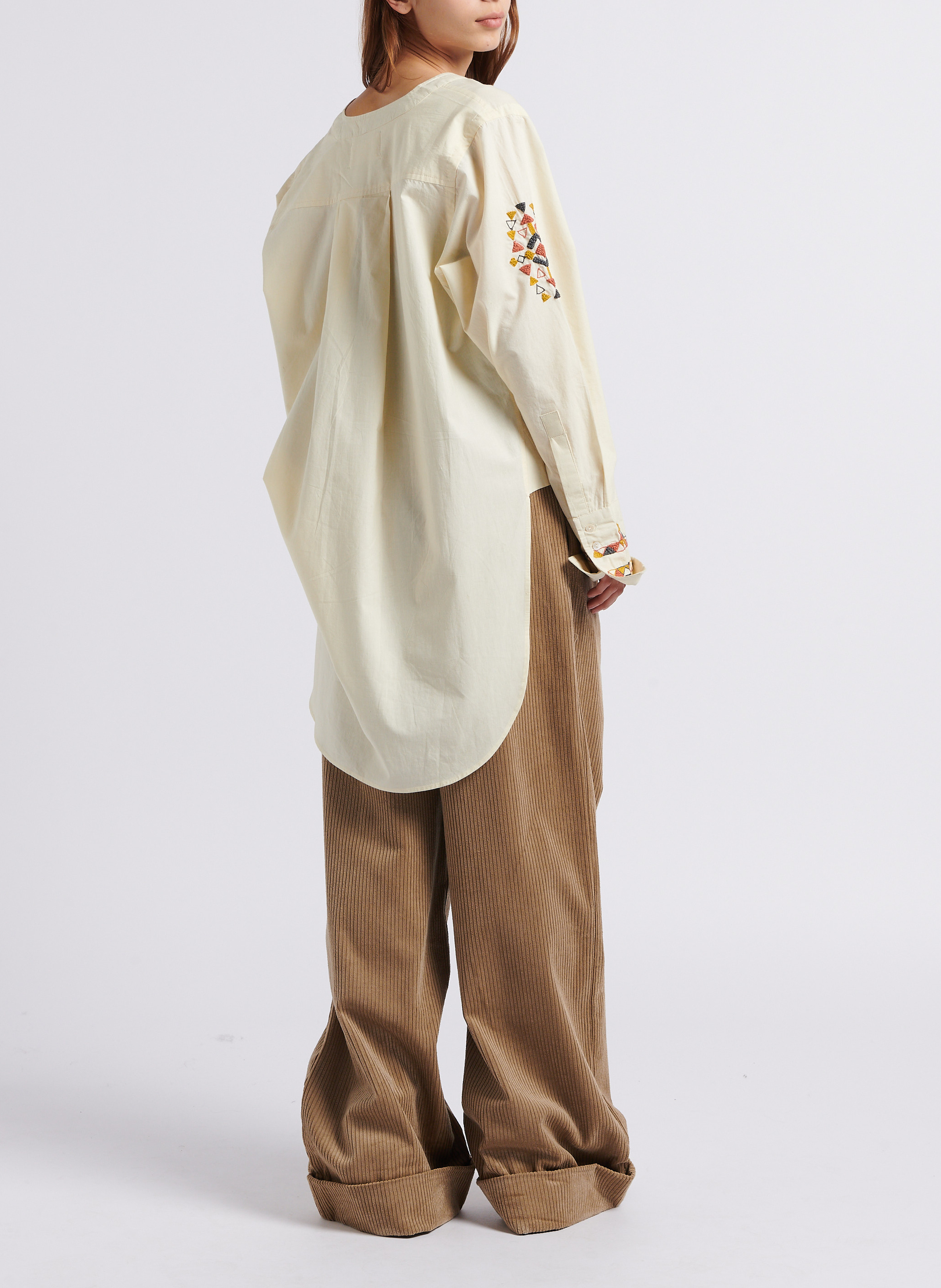 Baumwollbluse mit V-Ausschnitt und Stickerei V DE VINSTER Weiss