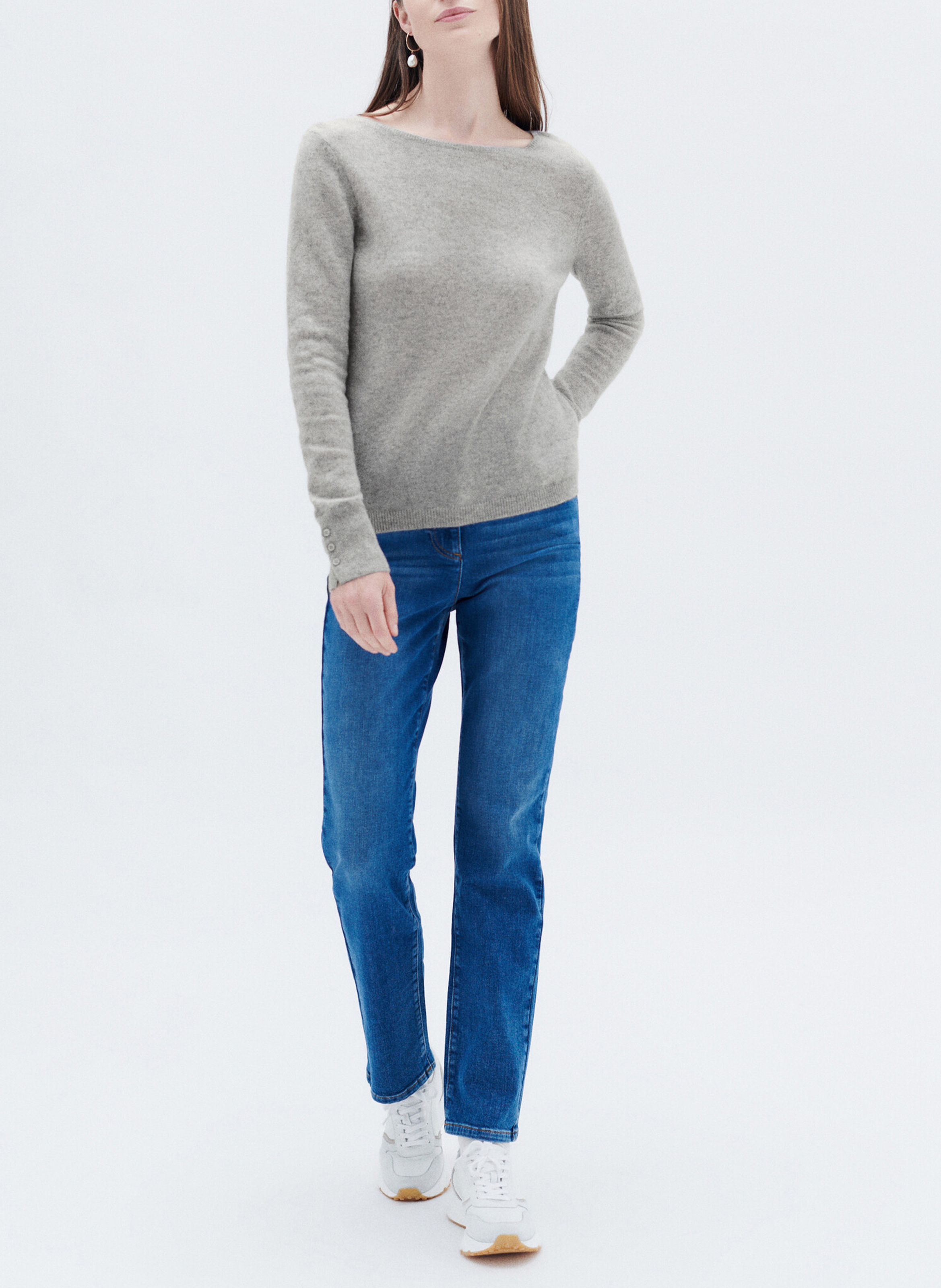 Pull en cachemire col bateau CAROLL Gris