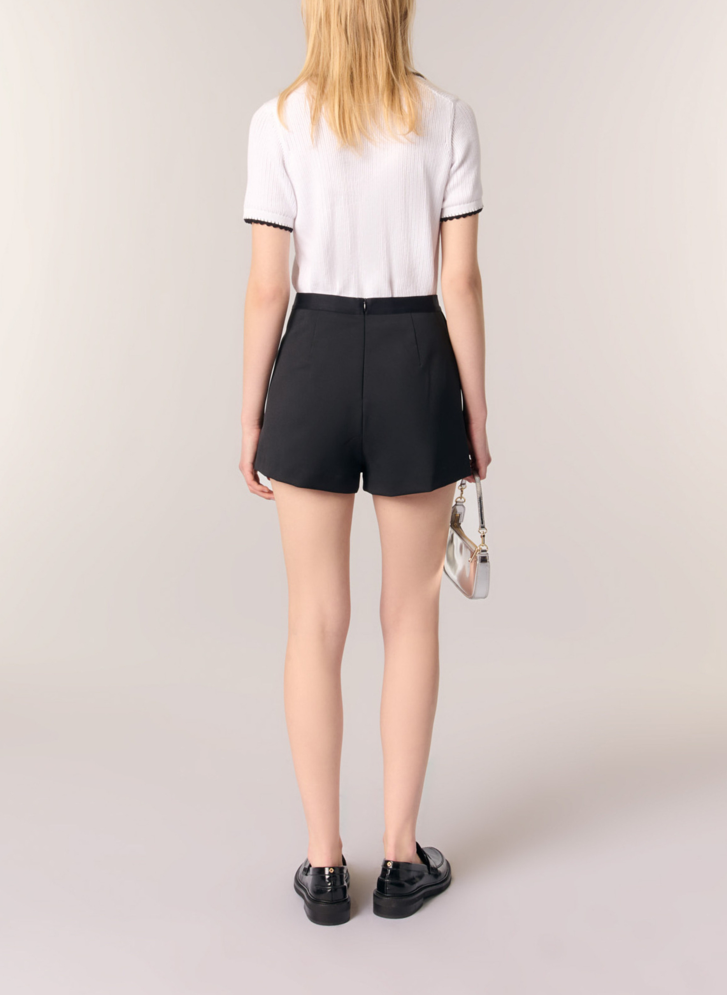 Wikkel-short met plooien MAJE Zwart