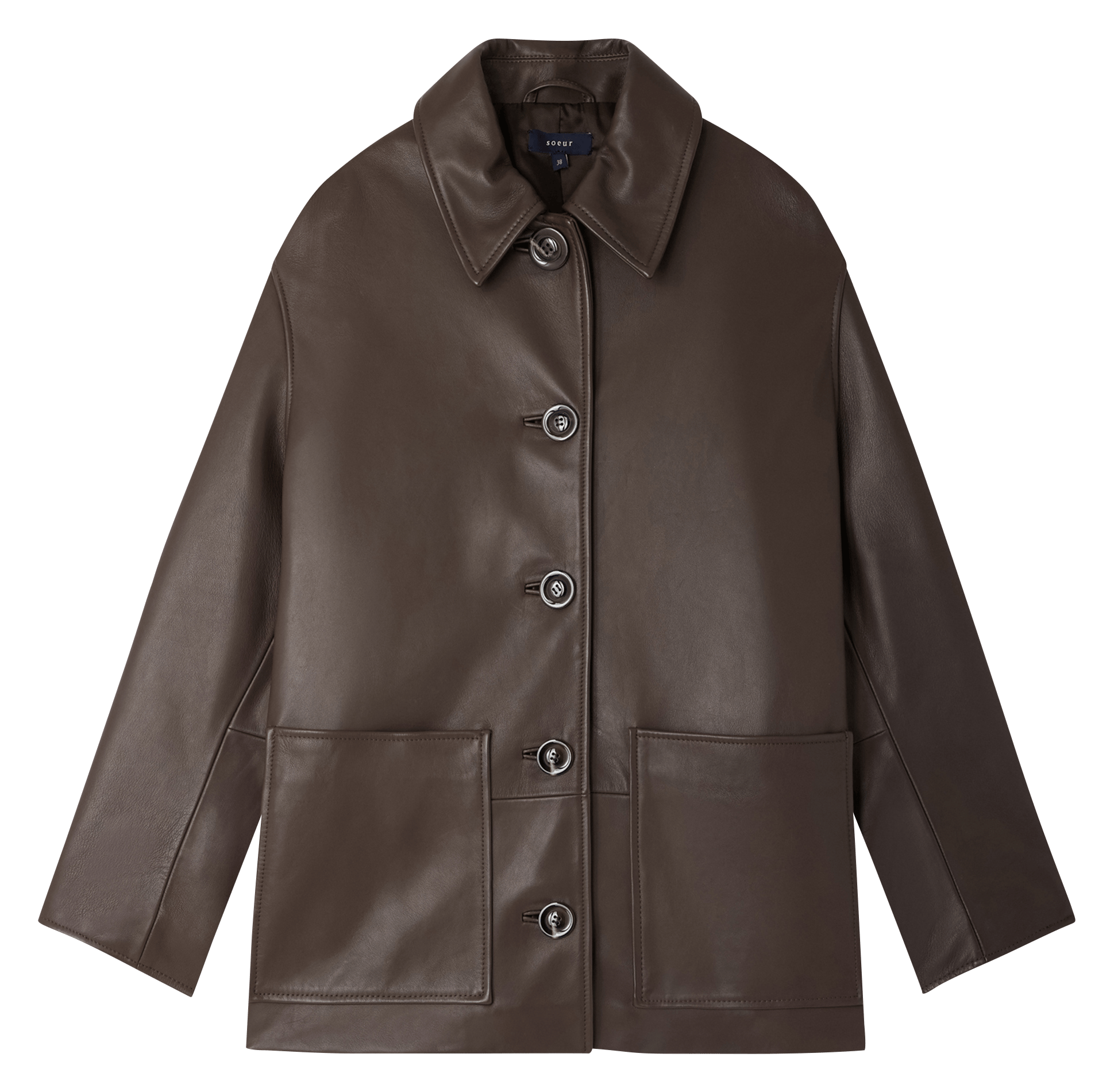 Veste col classique en cuir  SOEUR Marron