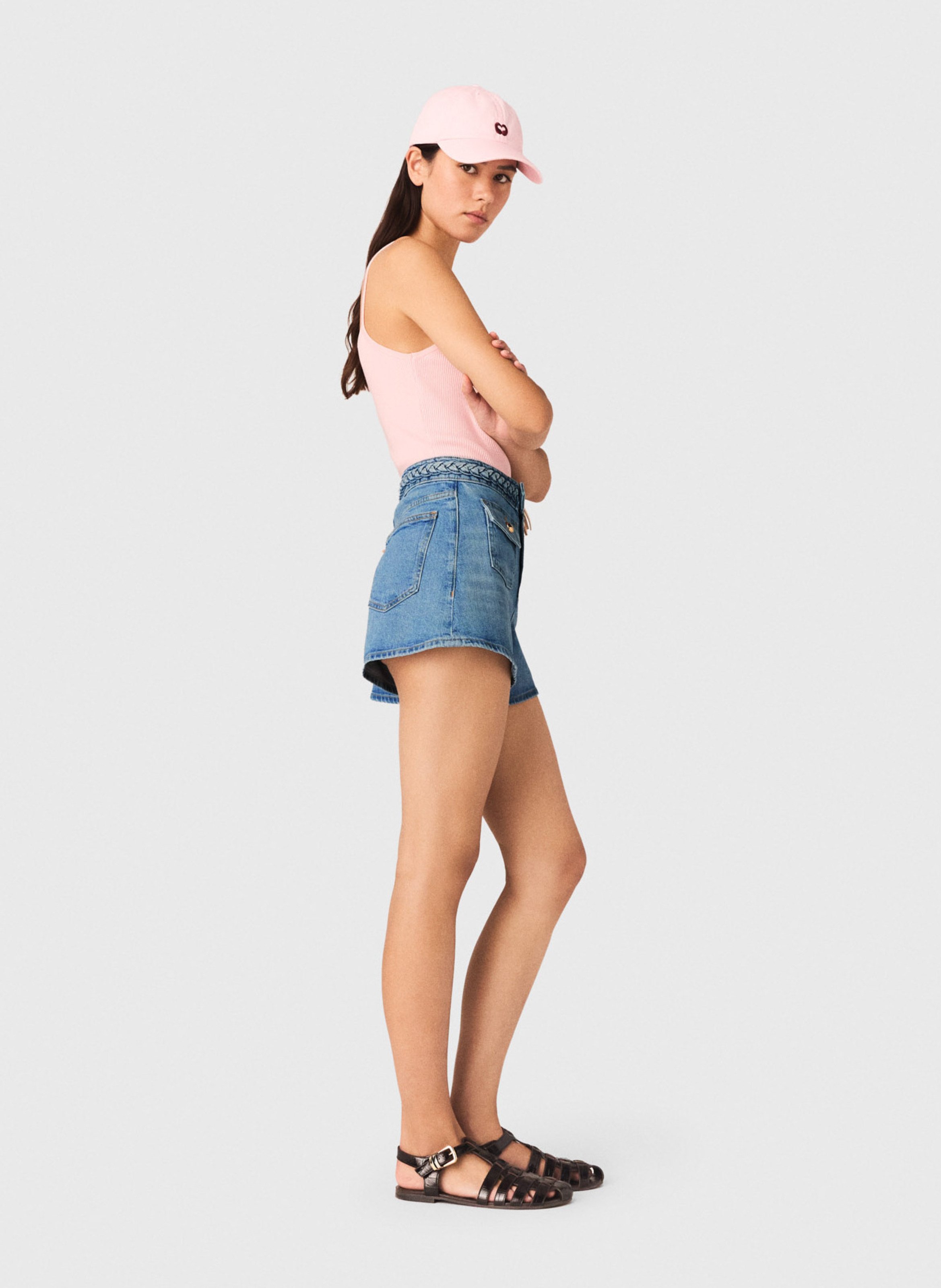 Straight denim shorts in blended cotton MAJE Blue