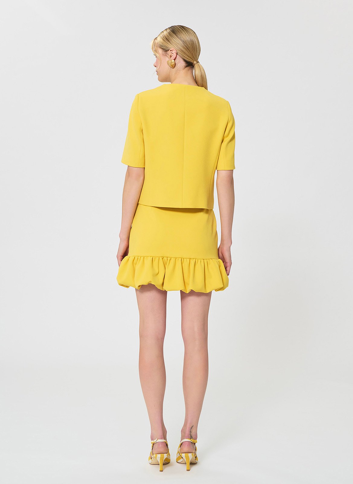 Gerade geschnittene Jacke mit Rundhalsausschnitt TARA JARMON Gelb