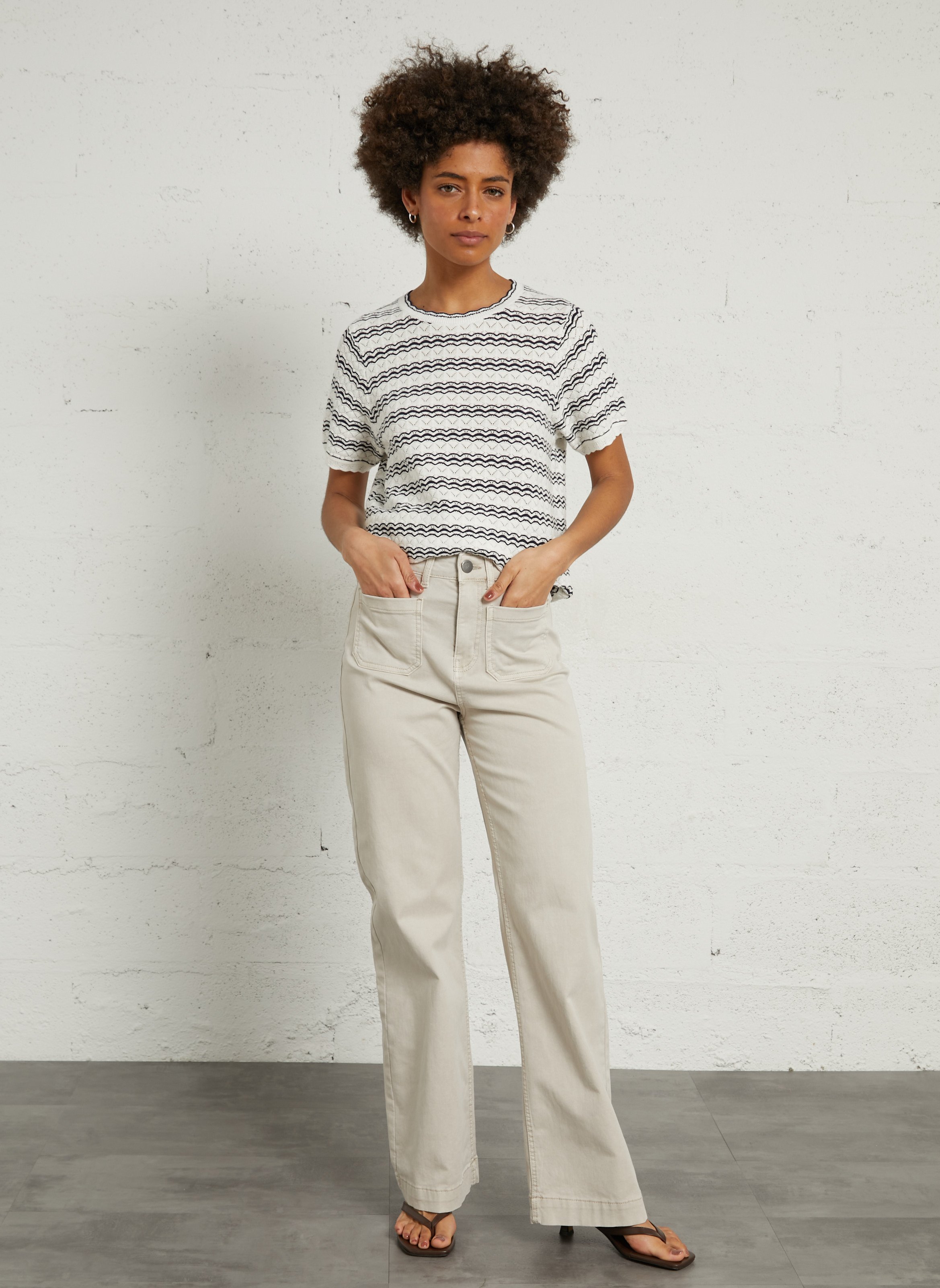 Jean droit à taille haute SUD EXPRESS Beige