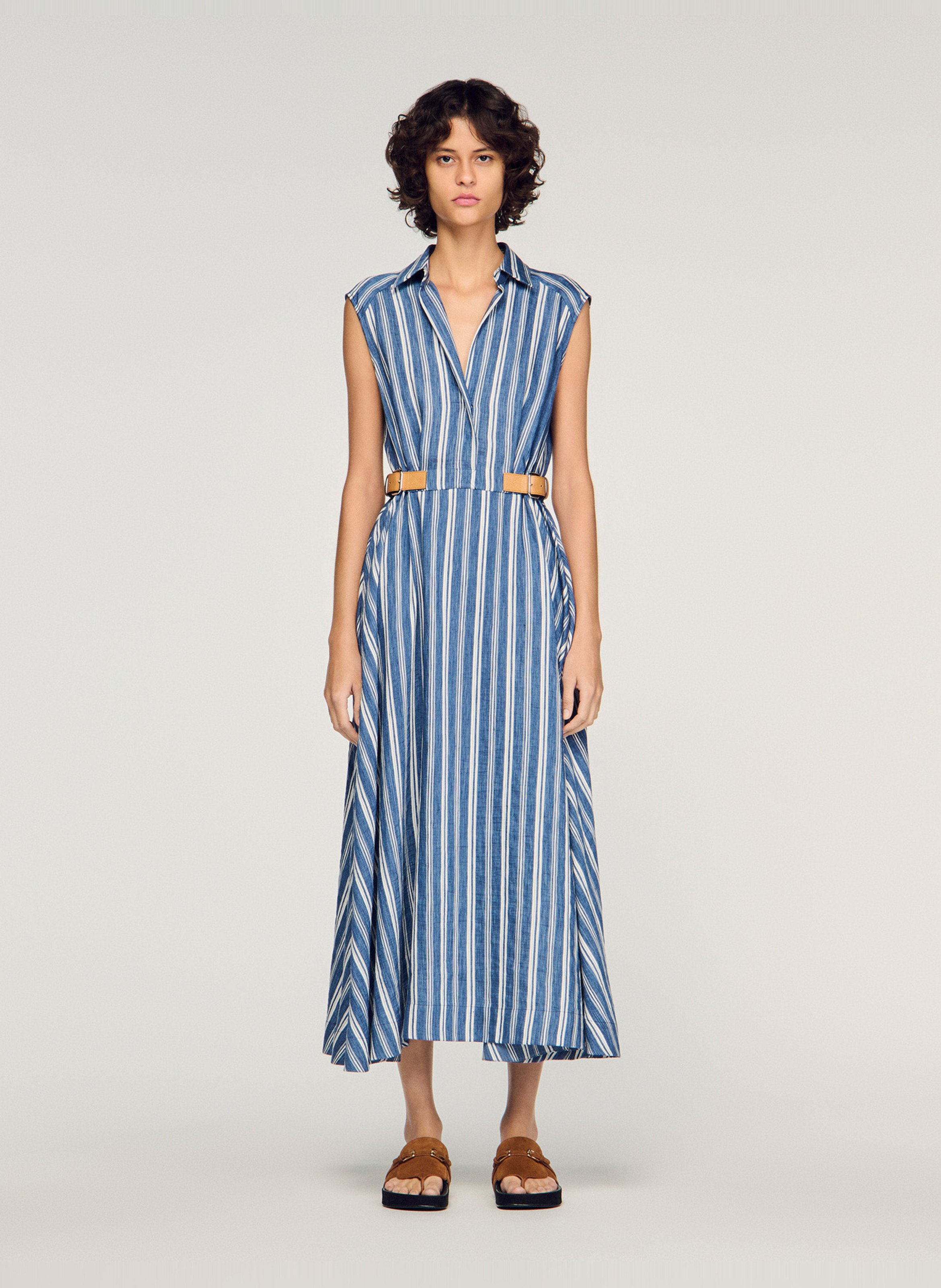 Robe longue cintrée SANDRO Bleu