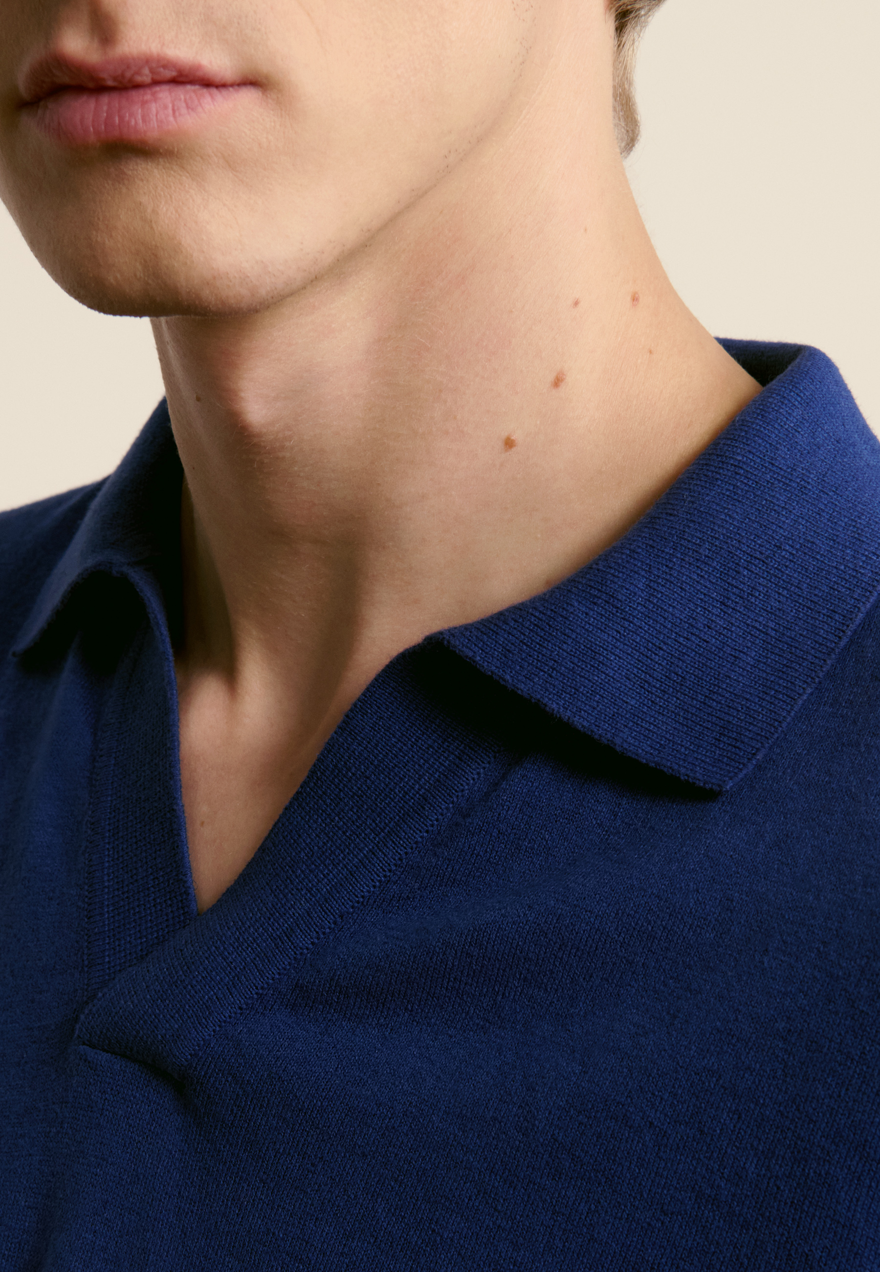 Cotton and linen polo MAISON MONTAGUT Blue