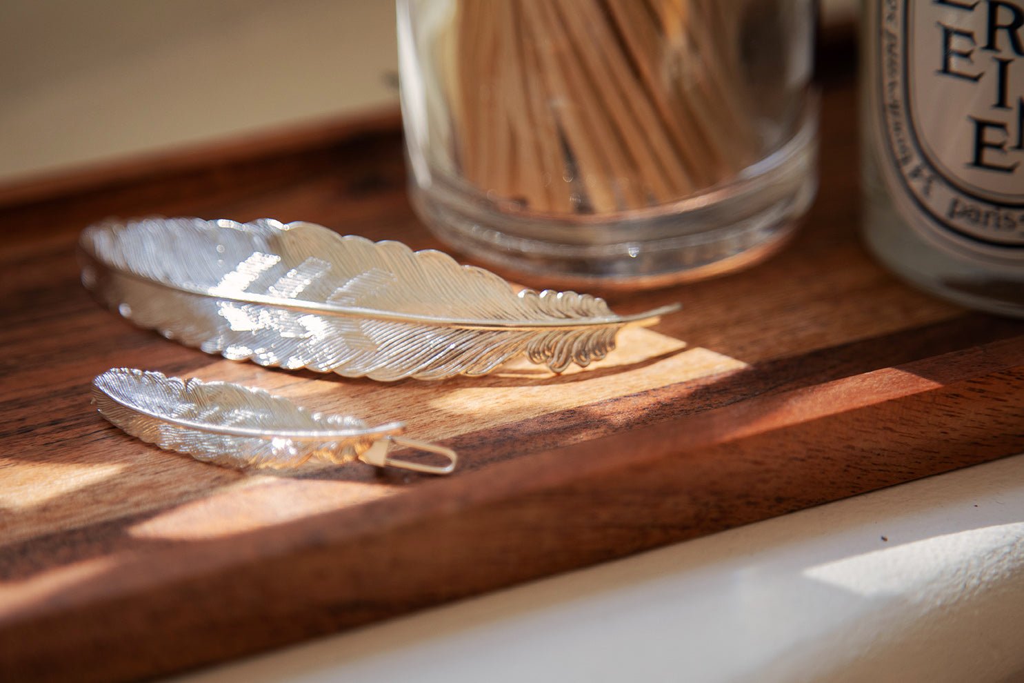 Gold-plated feather barrette MONSIEUR SIMONE Silver