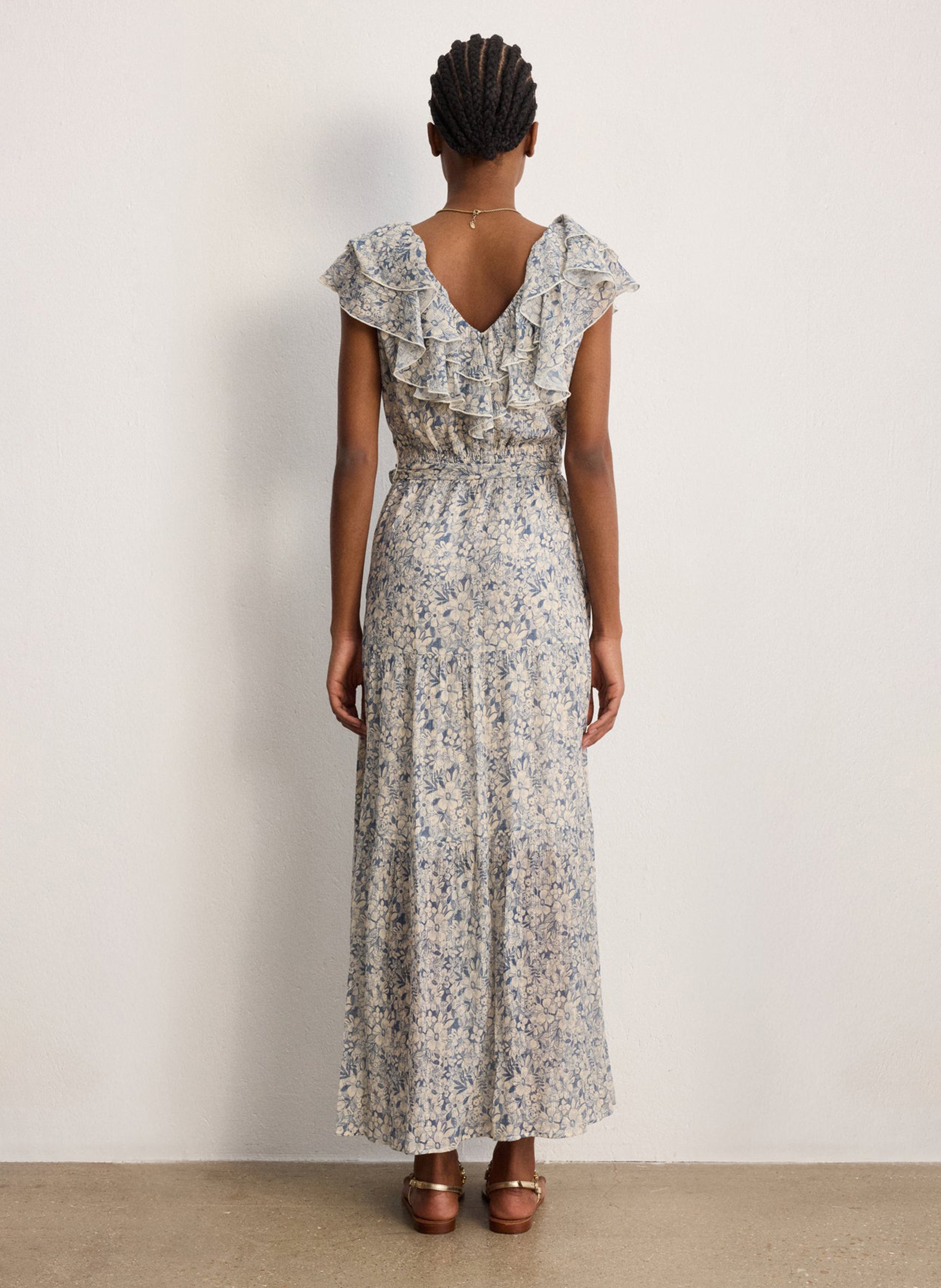 Robe longue imprimée PABLO Bleu