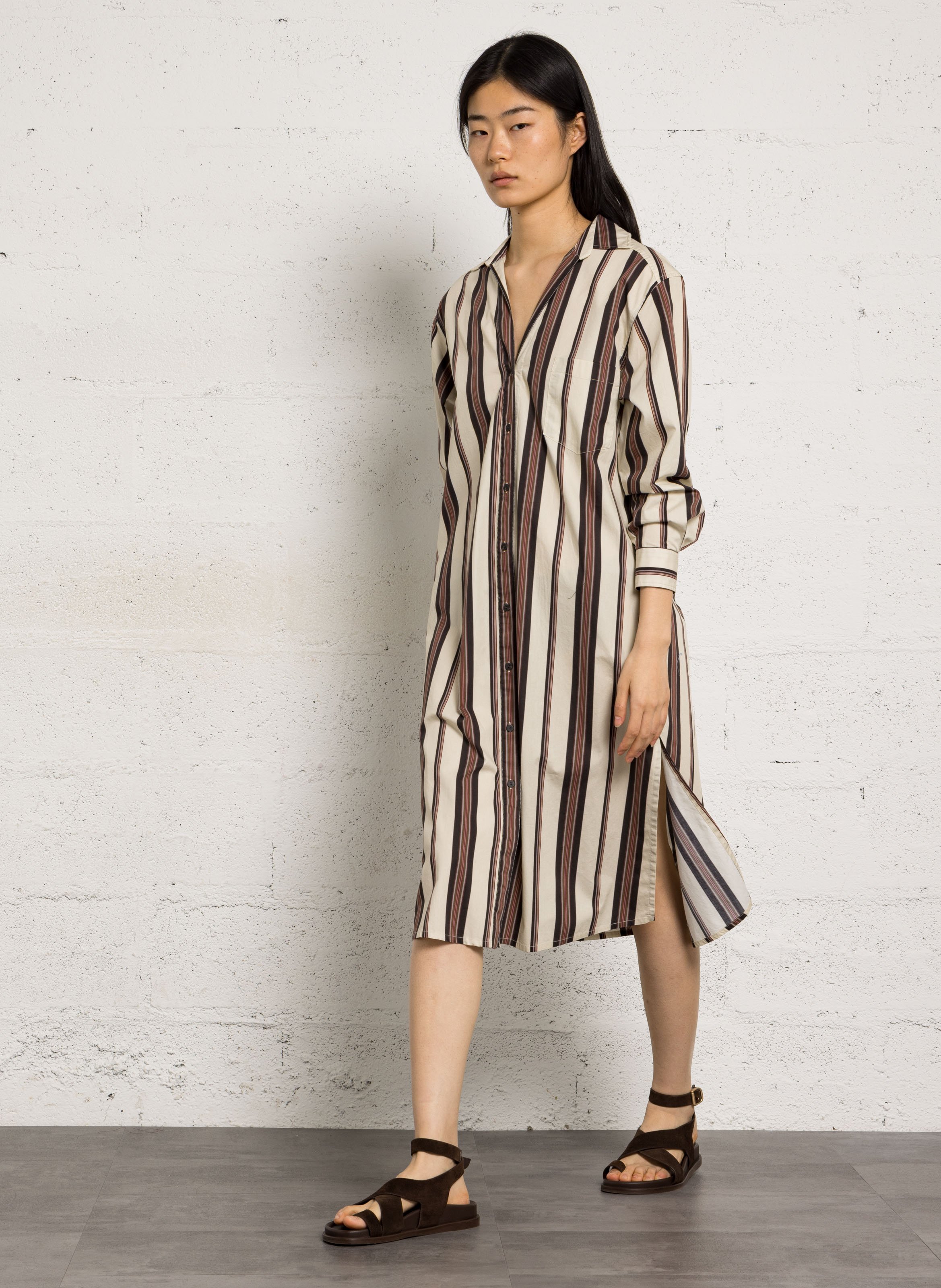 Long loose-fit cotton dress DIEGA Multicolored