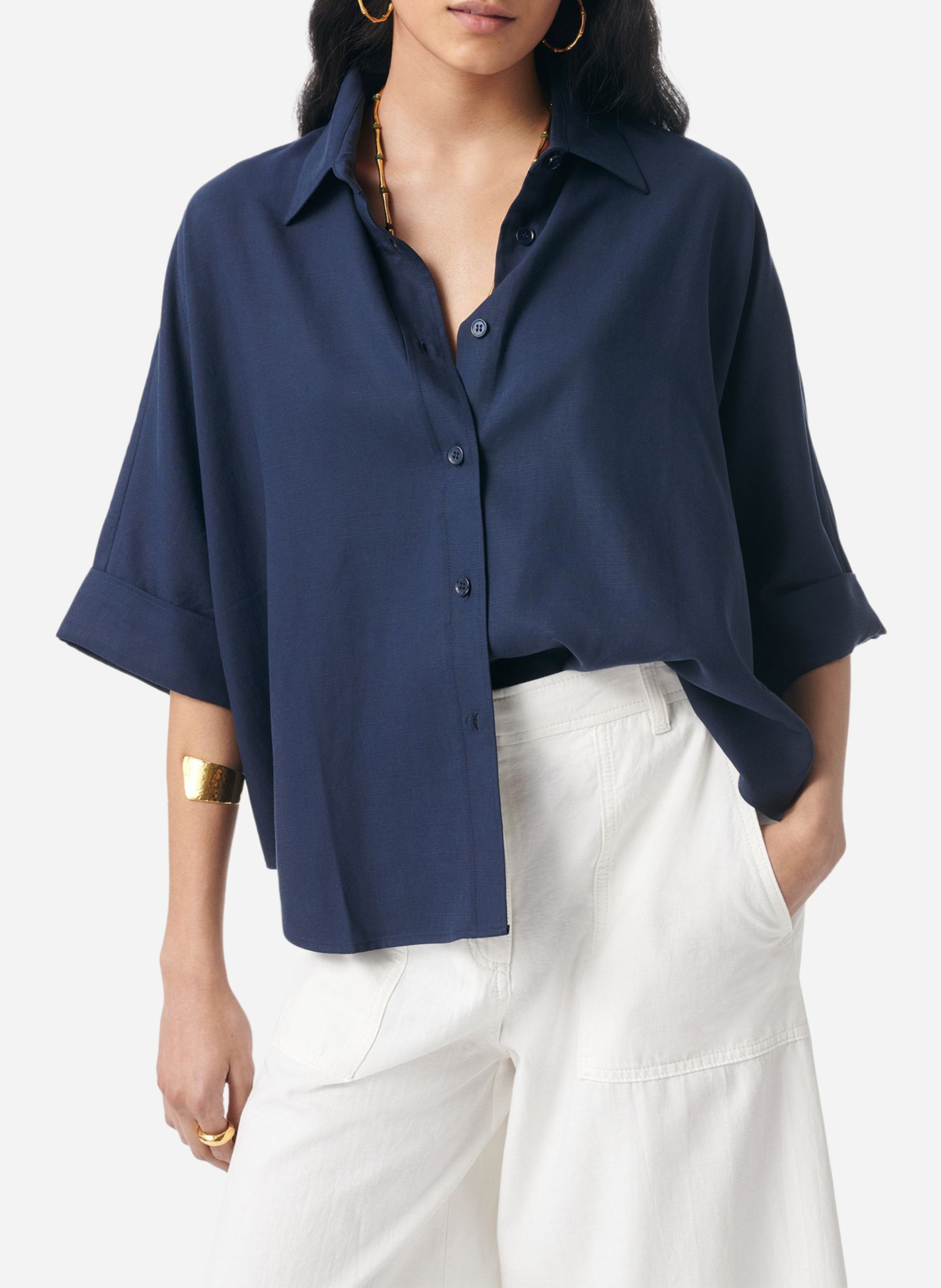 Camisa a rayas con cuello clásico VANESSA BRUNO Azul