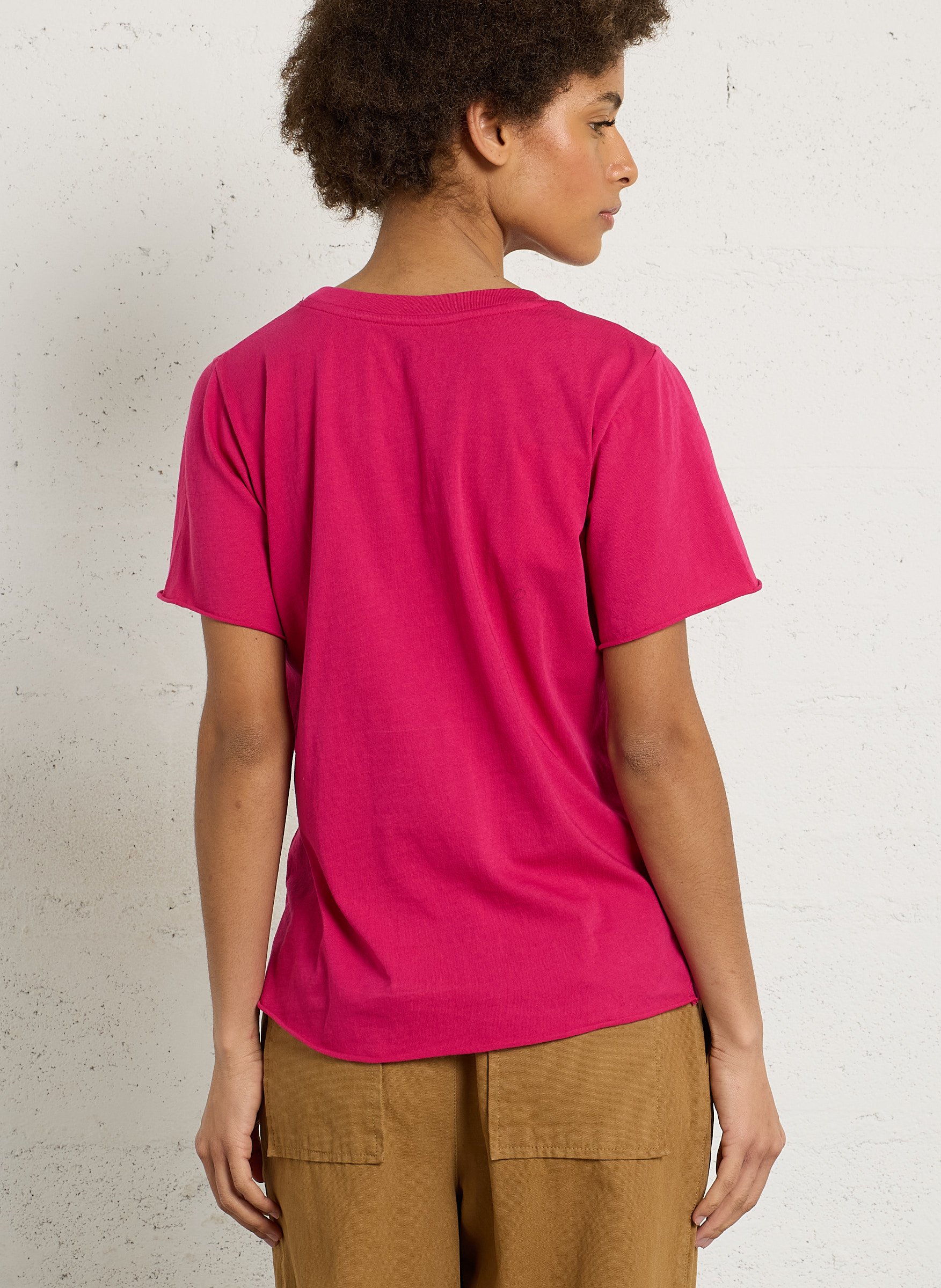 Tee-shirt droit col rond en coton bio LEON & HARPER Rose
